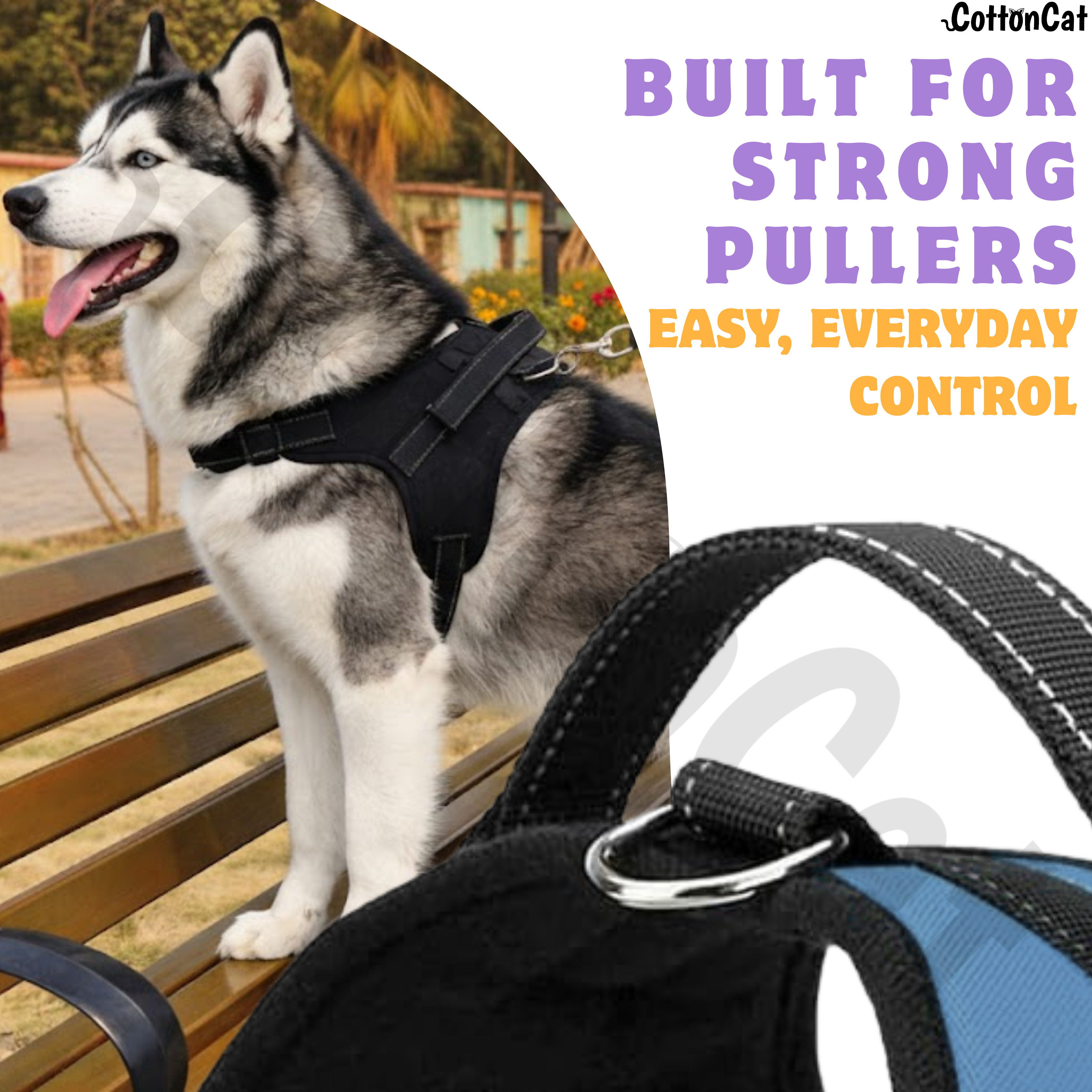 Cat Dog Reflective Harness Sky Blue