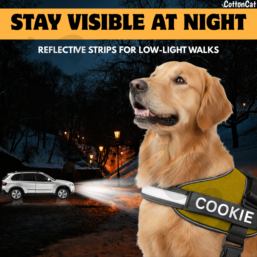 Personalized Dog Harness with Name & Phone Number Yellow