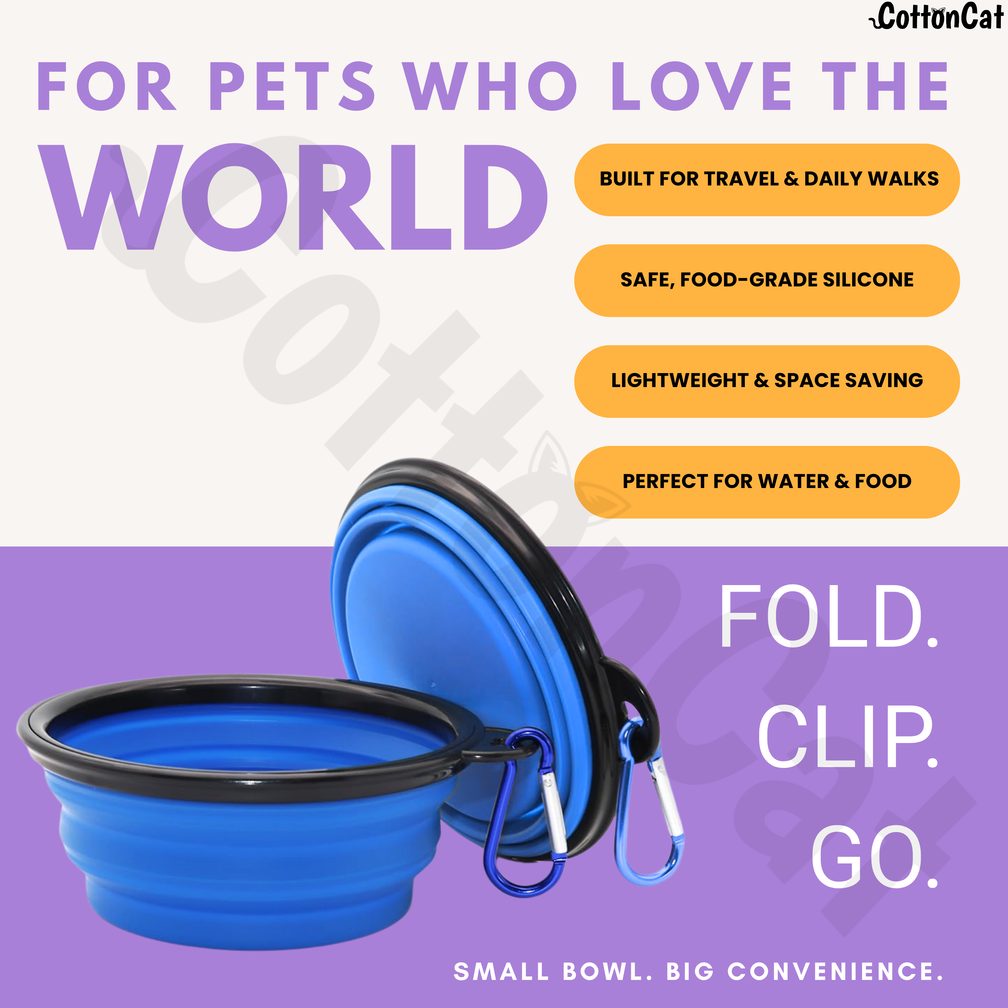 Portable/Travel Pet Bowl For Cats & Dogs