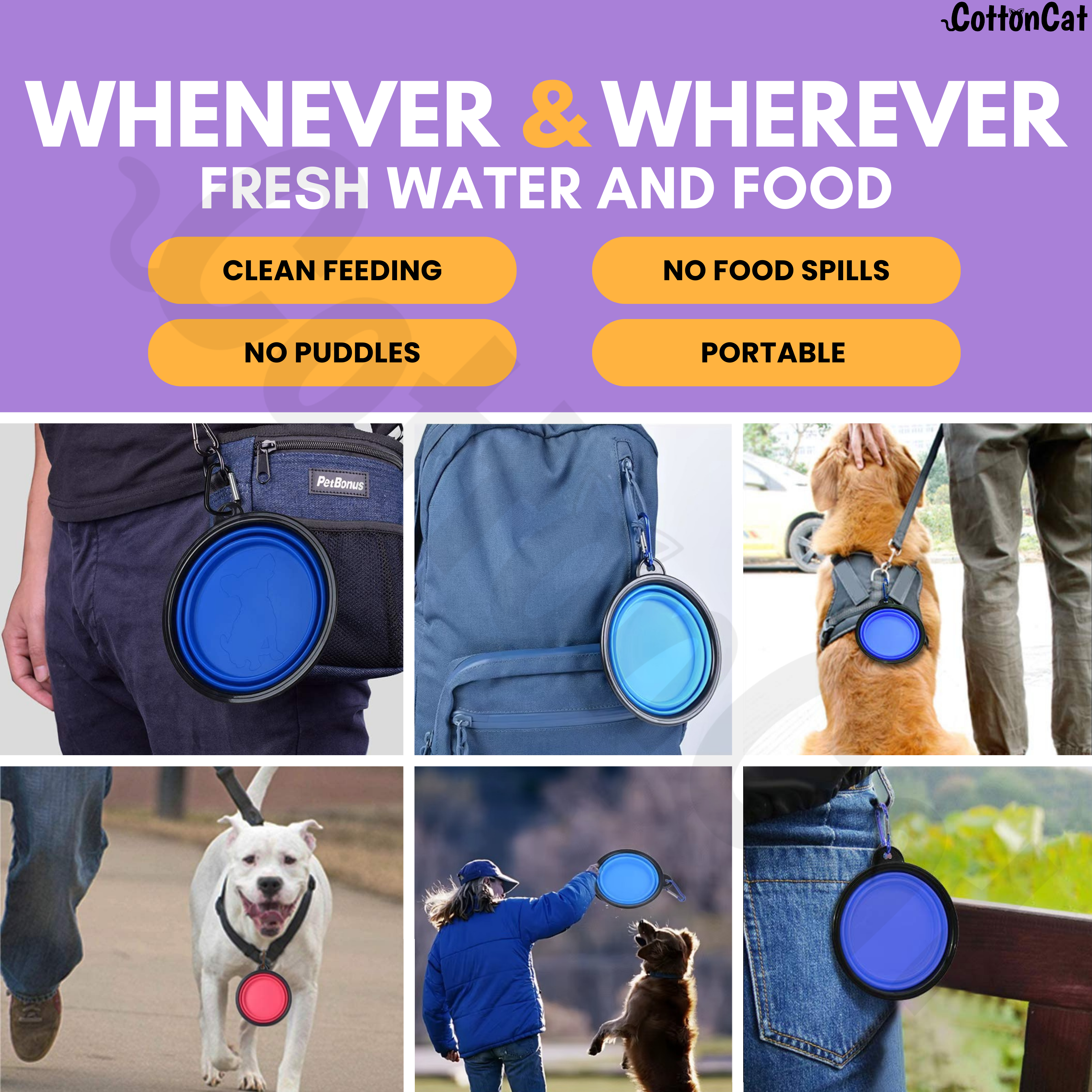 Portable/Travel Pet Bowl For Cats & Dogs