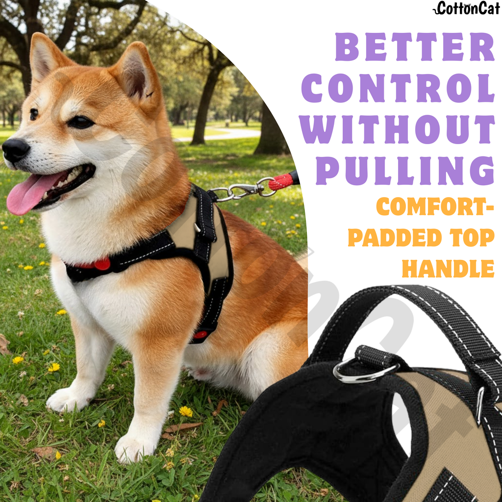 Cat Dog Reflective Harness Beige