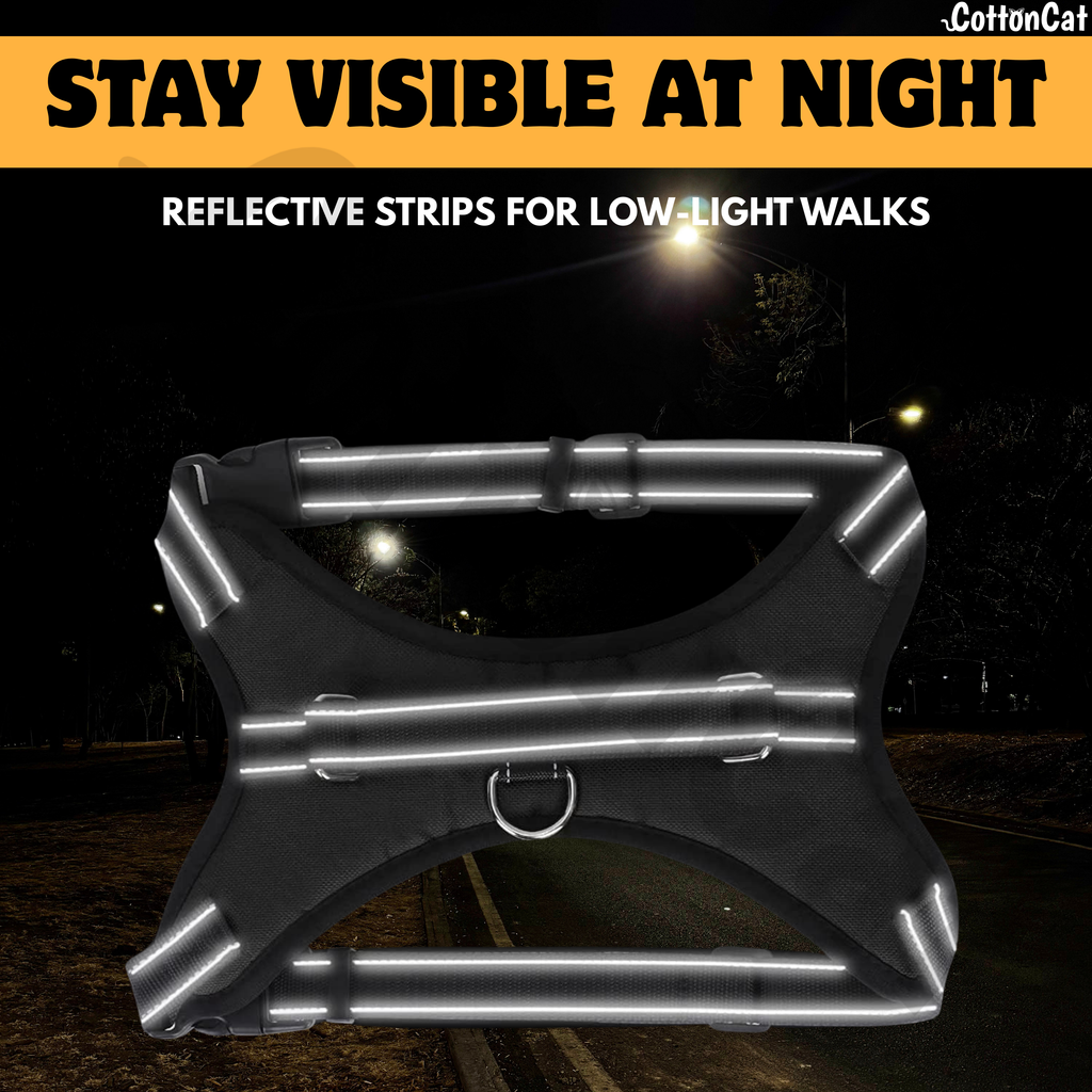 Cat Dog Reflective Harness Black