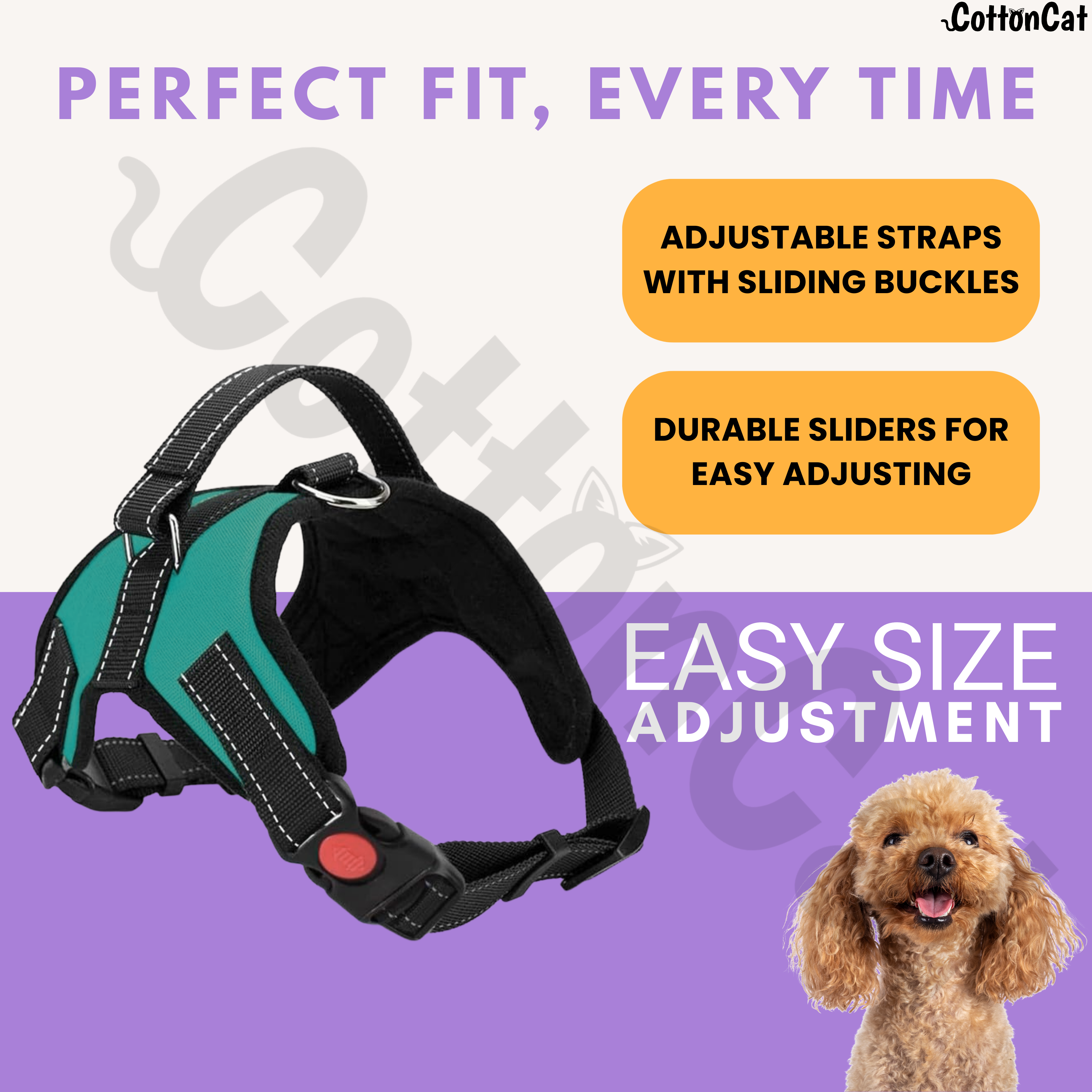 Cat Dog Reflective Harness Teal