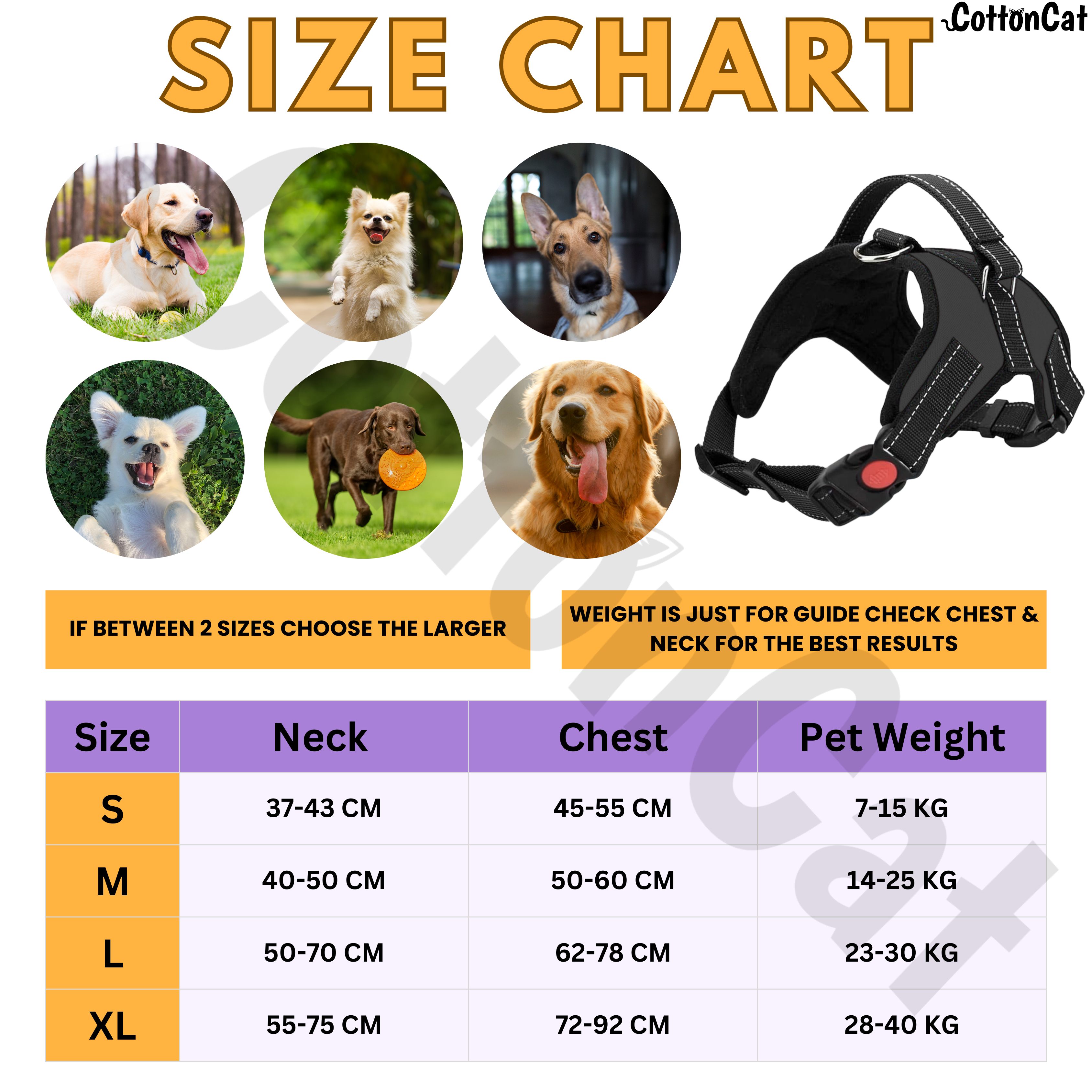 Cat Dog Reflective Harness Black