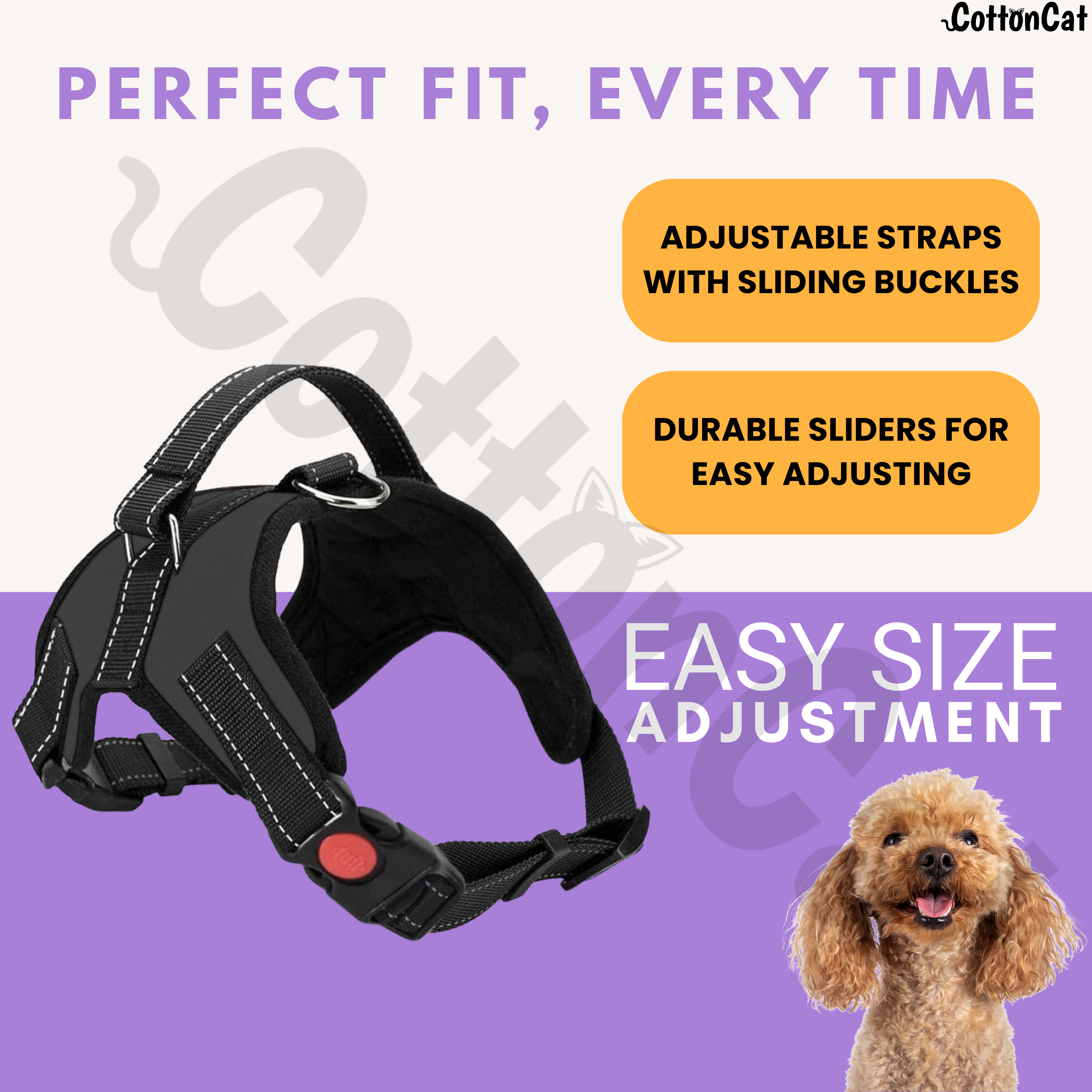 Cat Dog Reflective Harness Black