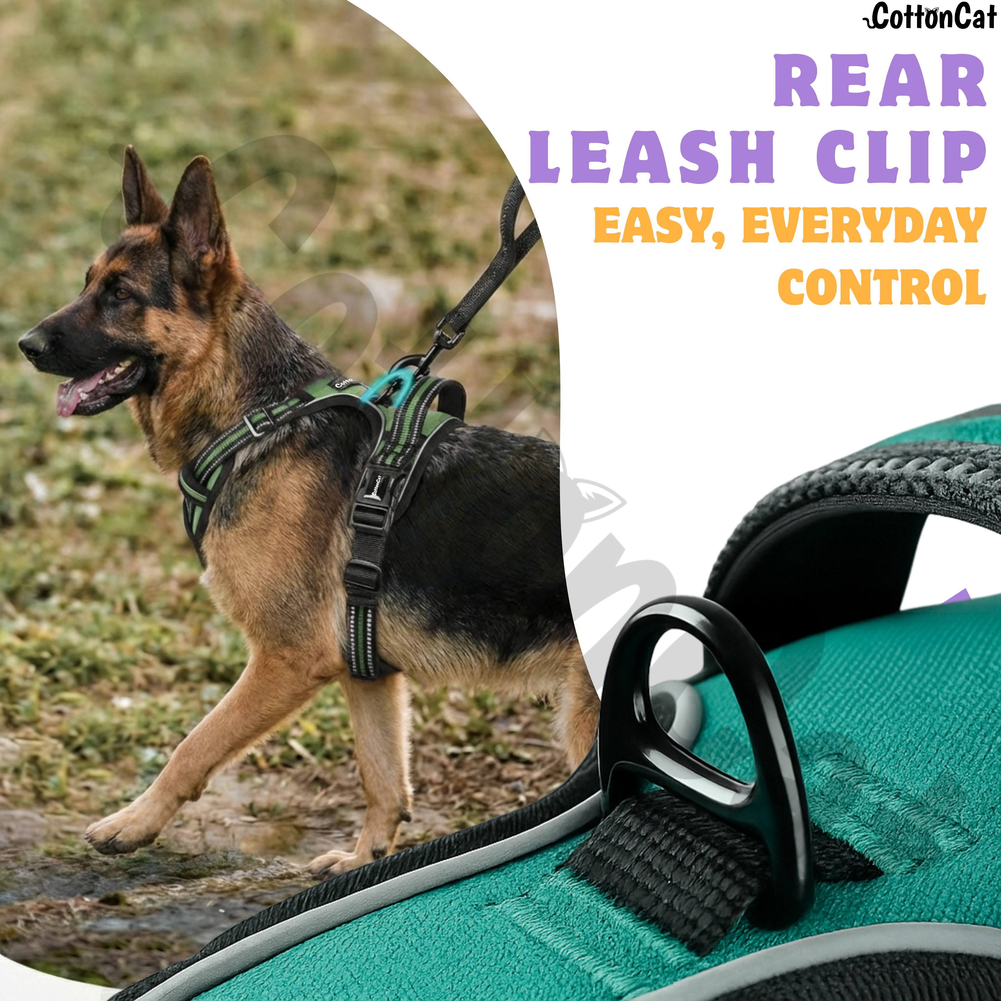 Dog Cat No Pull Harness With Reflective Leash Teal