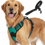 Dog Cat No Pull Harness With Reflective Leash Teal