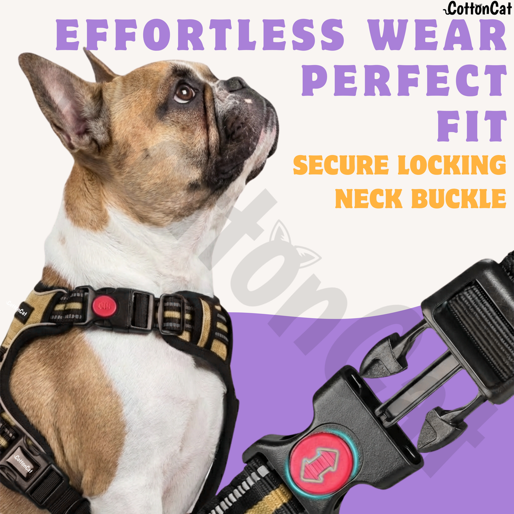 Dog Cat No Pull Harness With Reflective Leash Beige