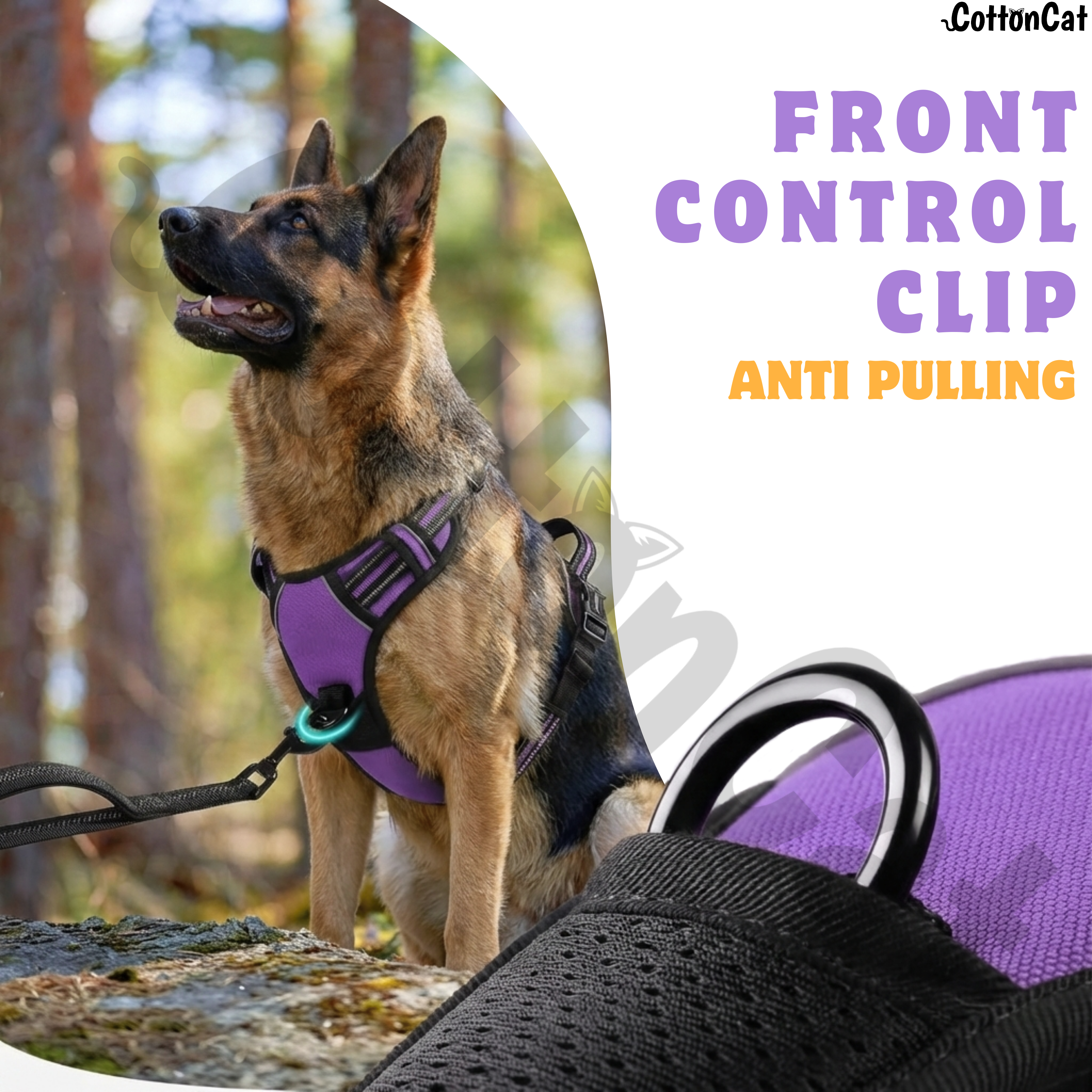 Dog Cat No Pull Harness With Reflective Leash Purple