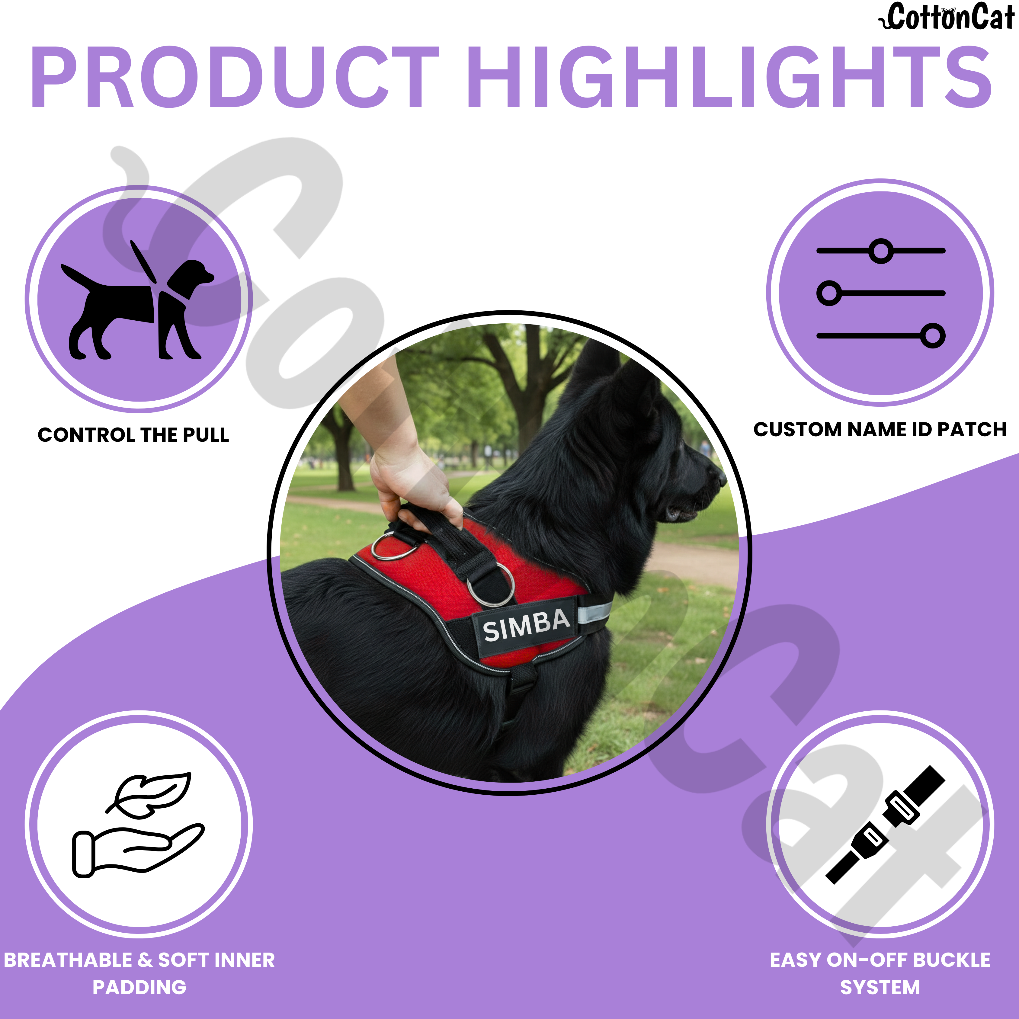 Personalized Dog Harness with Name & Phone Number Red