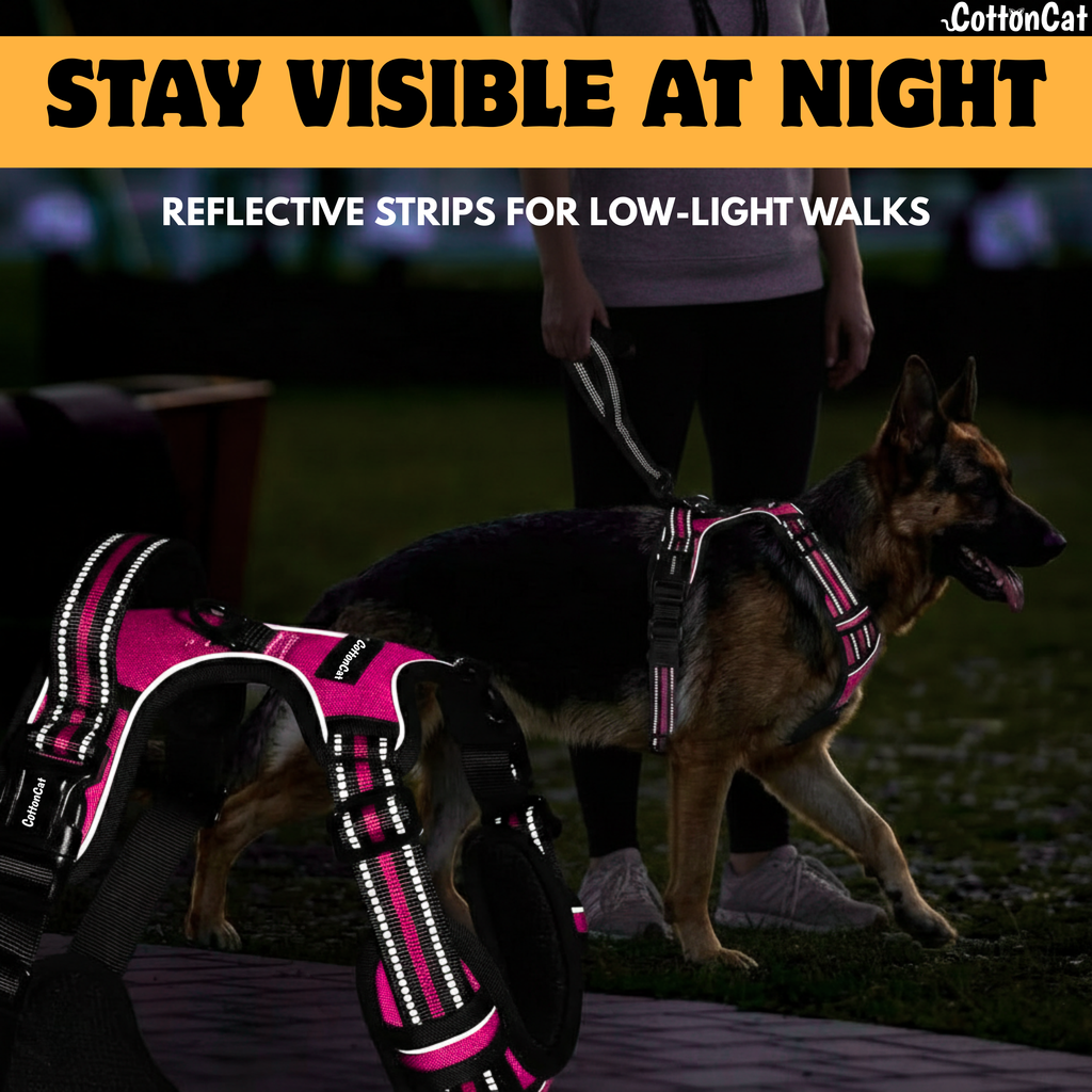 Dog Cat No Pull Harness With Reflective Leash Hot Pink