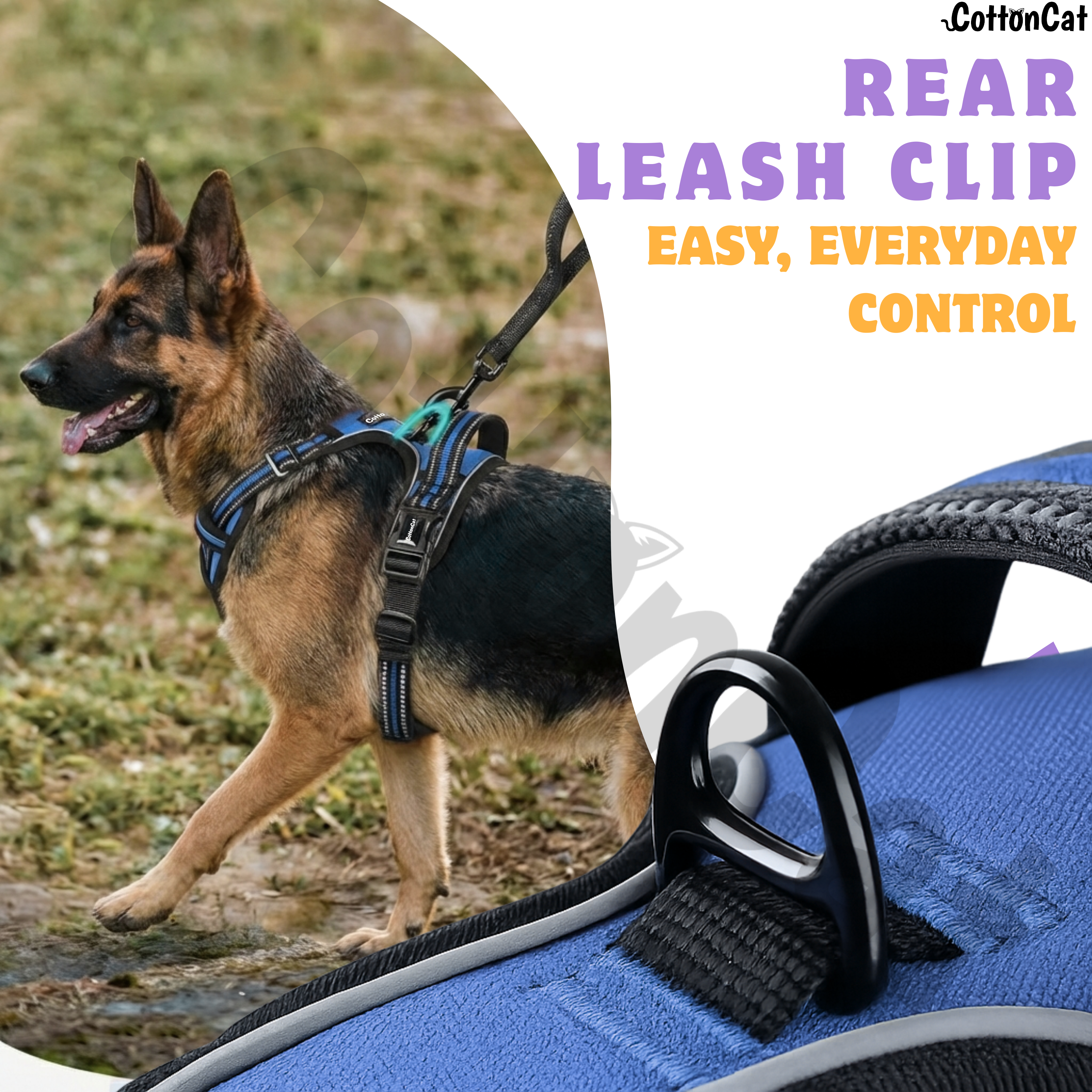 Dog Cat No Pull Harness With Reflective Leash Blue