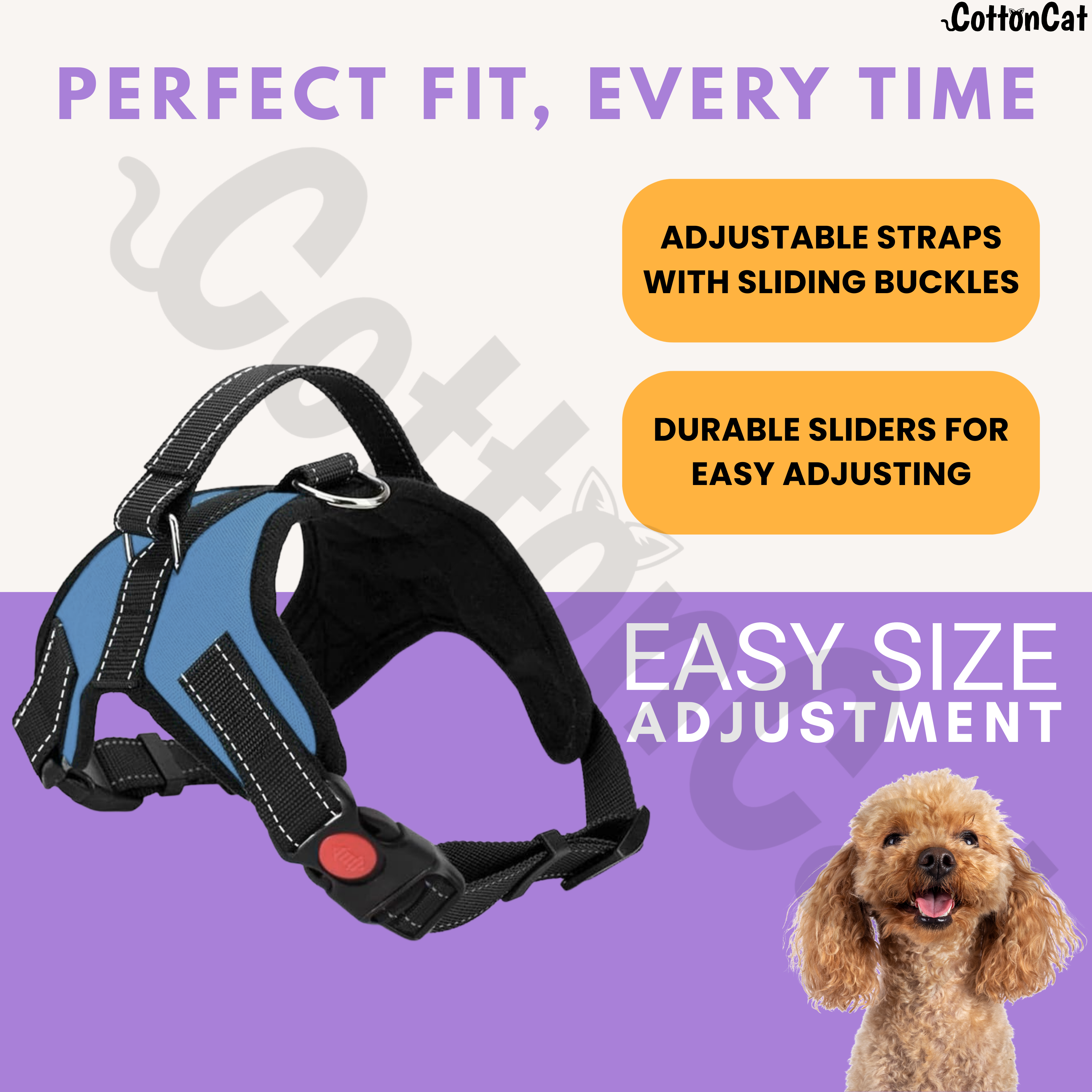 Cat Dog Reflective Harness Sky Blue