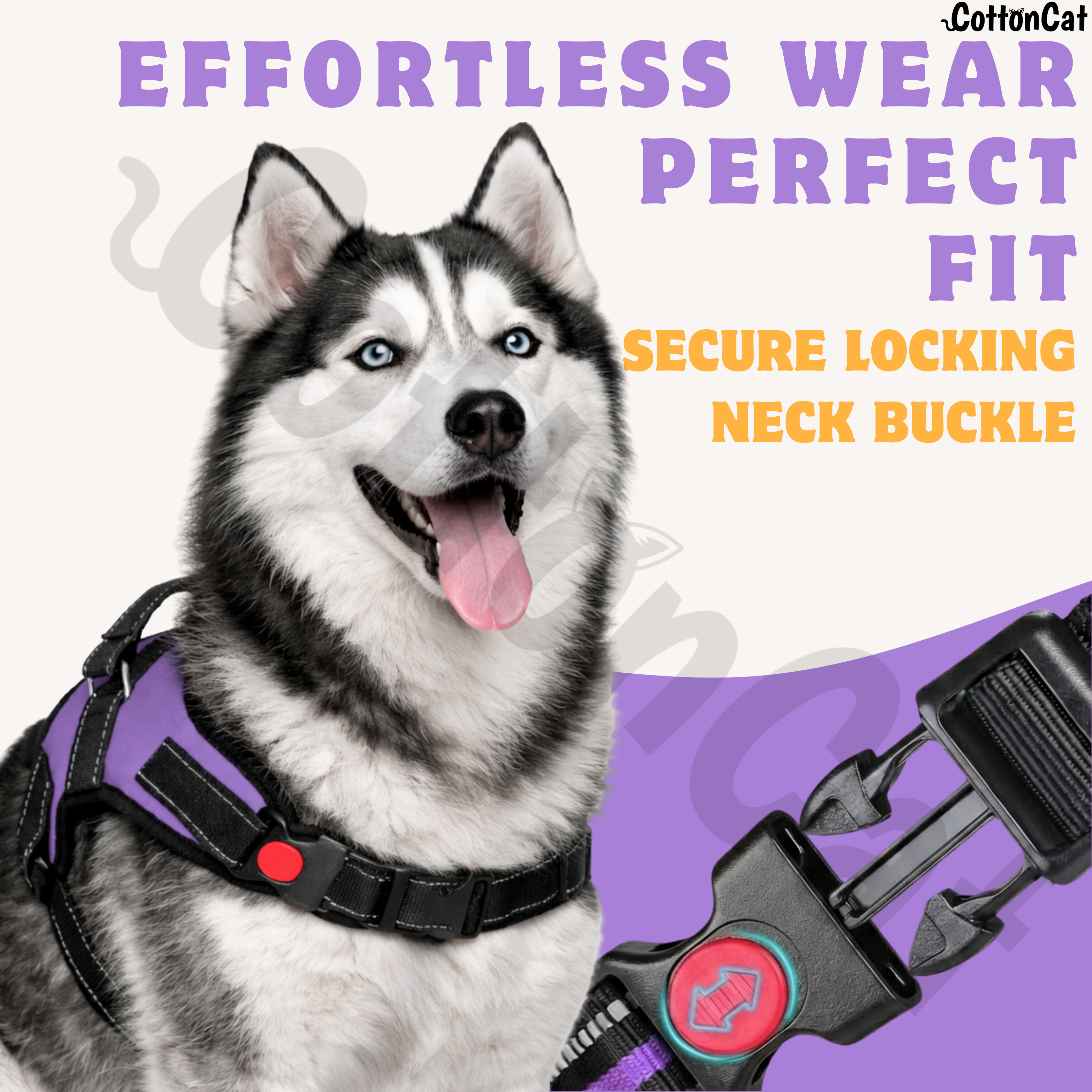 Cat Dog Reflective Harness Purple