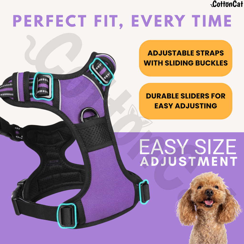 Dog Cat No Pull Harness With Reflective Leash Purple