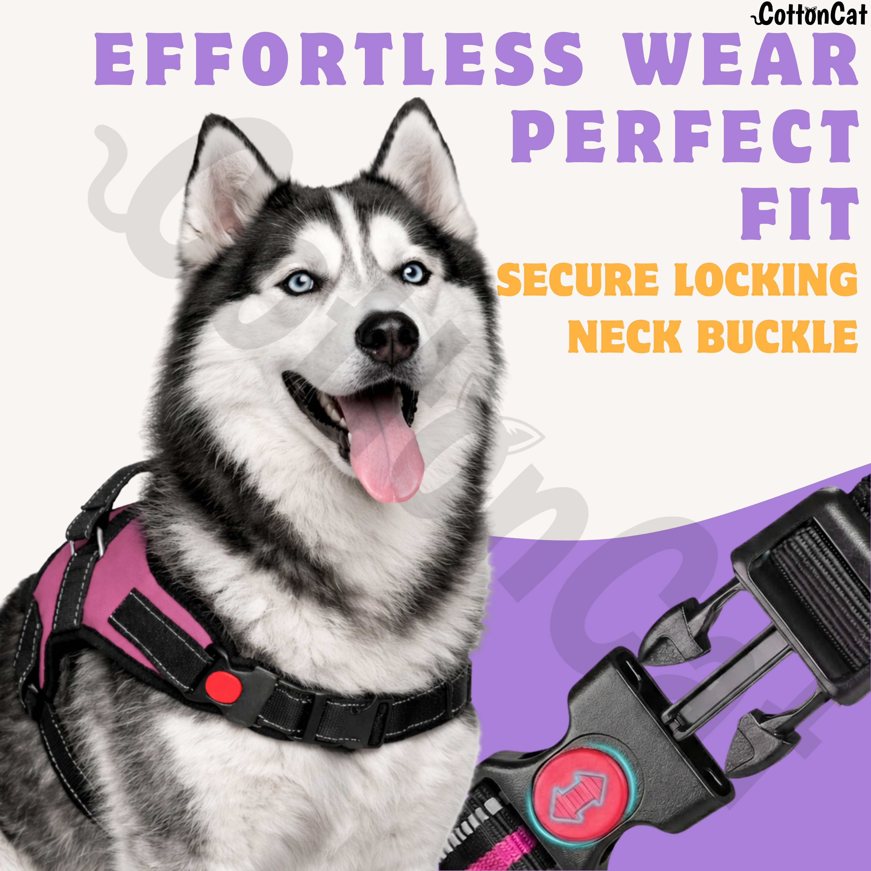 Cat Dog Reflective Harness Hot Pink