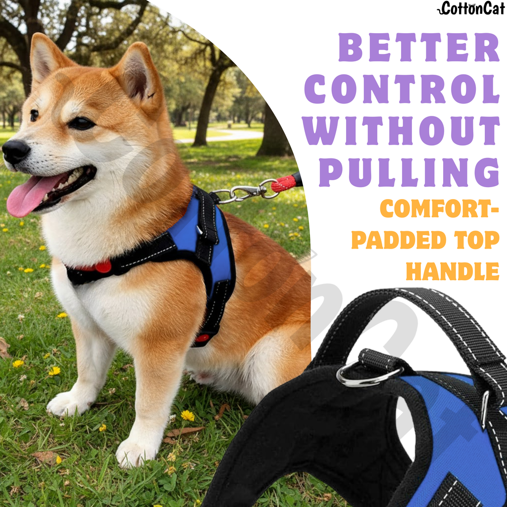 Cat Dog Reflective Harness Blue