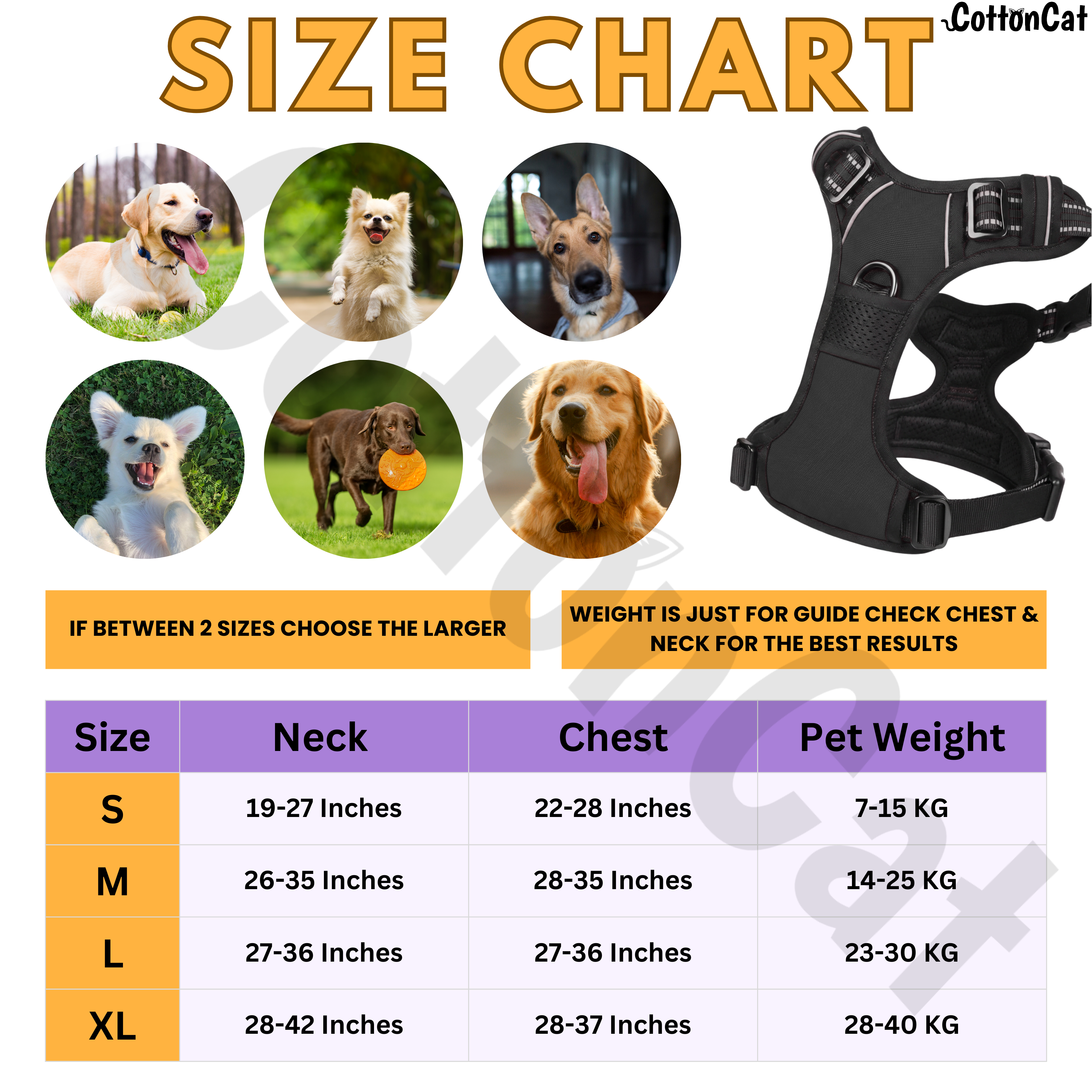 Dog Cat No Pull Harness With Reflective Leash Black