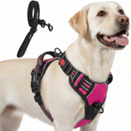 Dog Cat No Pull Harness With Reflective Leash Hot Pink