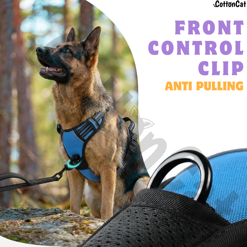 Dog Cat No Pull Harness With Reflective Leash Sky Blue