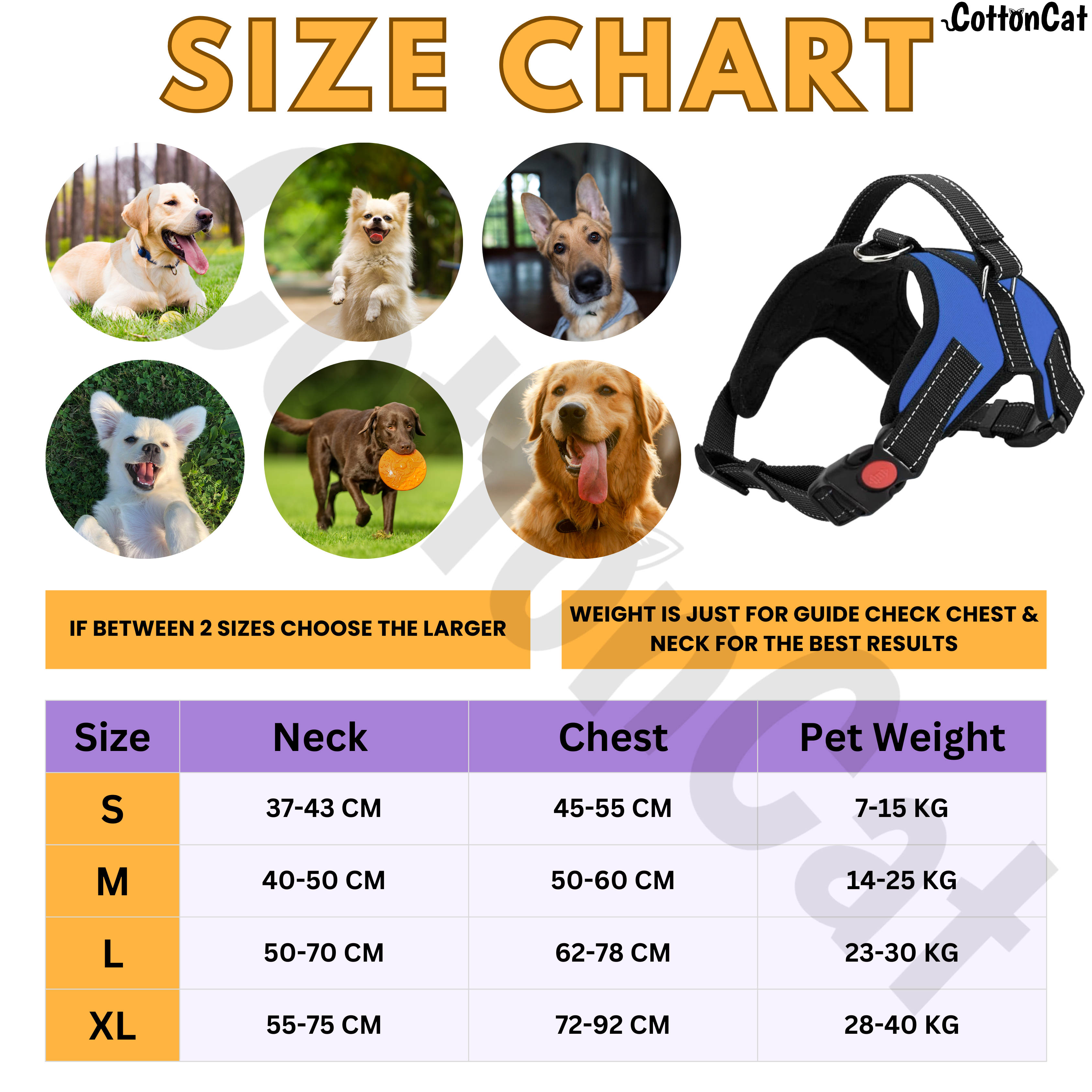 Cat Dog Reflective Harness Blue