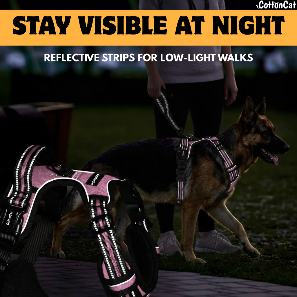 Dog Cat No Pull Harness With Reflective Leash Pink