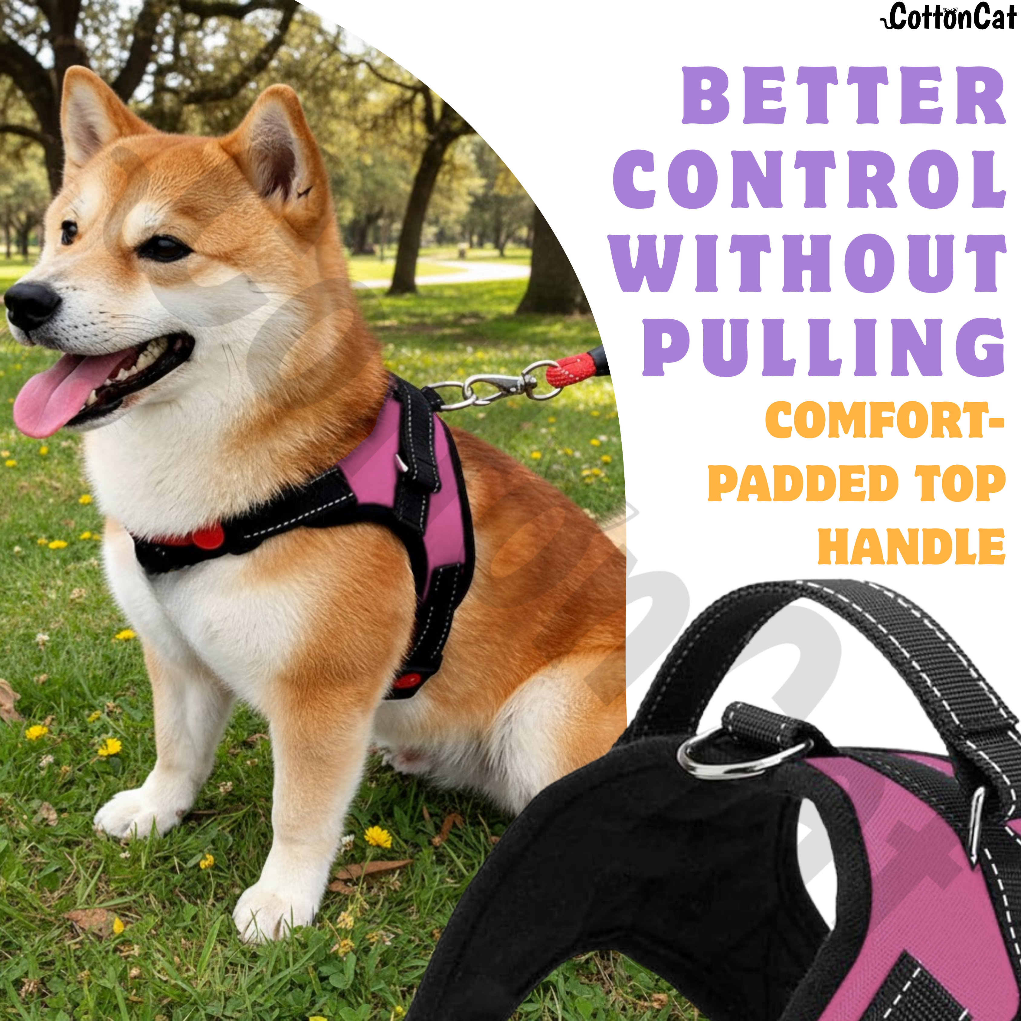 Cat Dog Reflective Harness Hot Pink