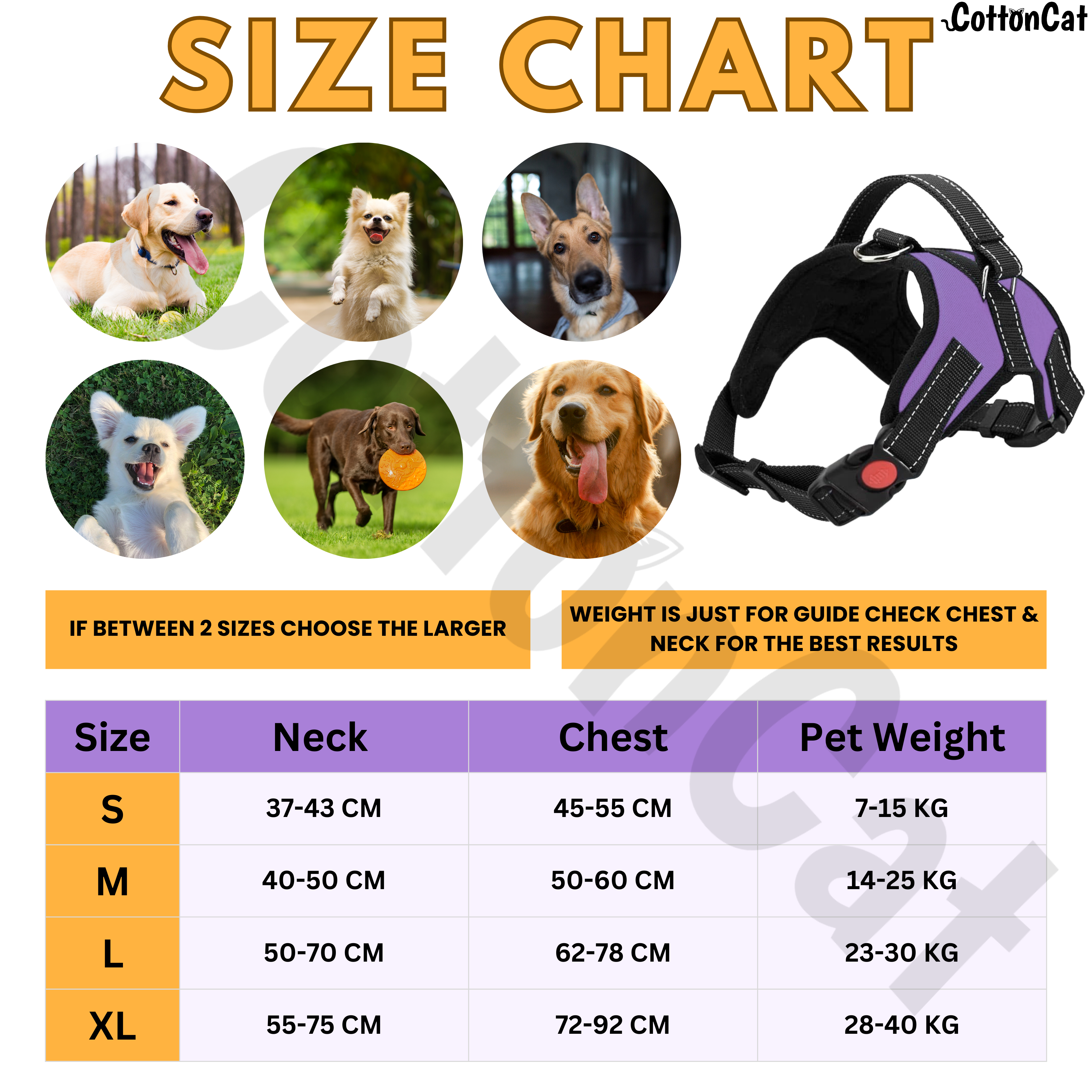 Cat Dog Reflective Harness Purple