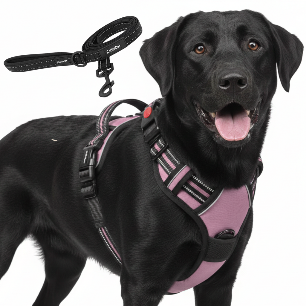Dog Cat No Pull Harness With Reflective Leash Pink