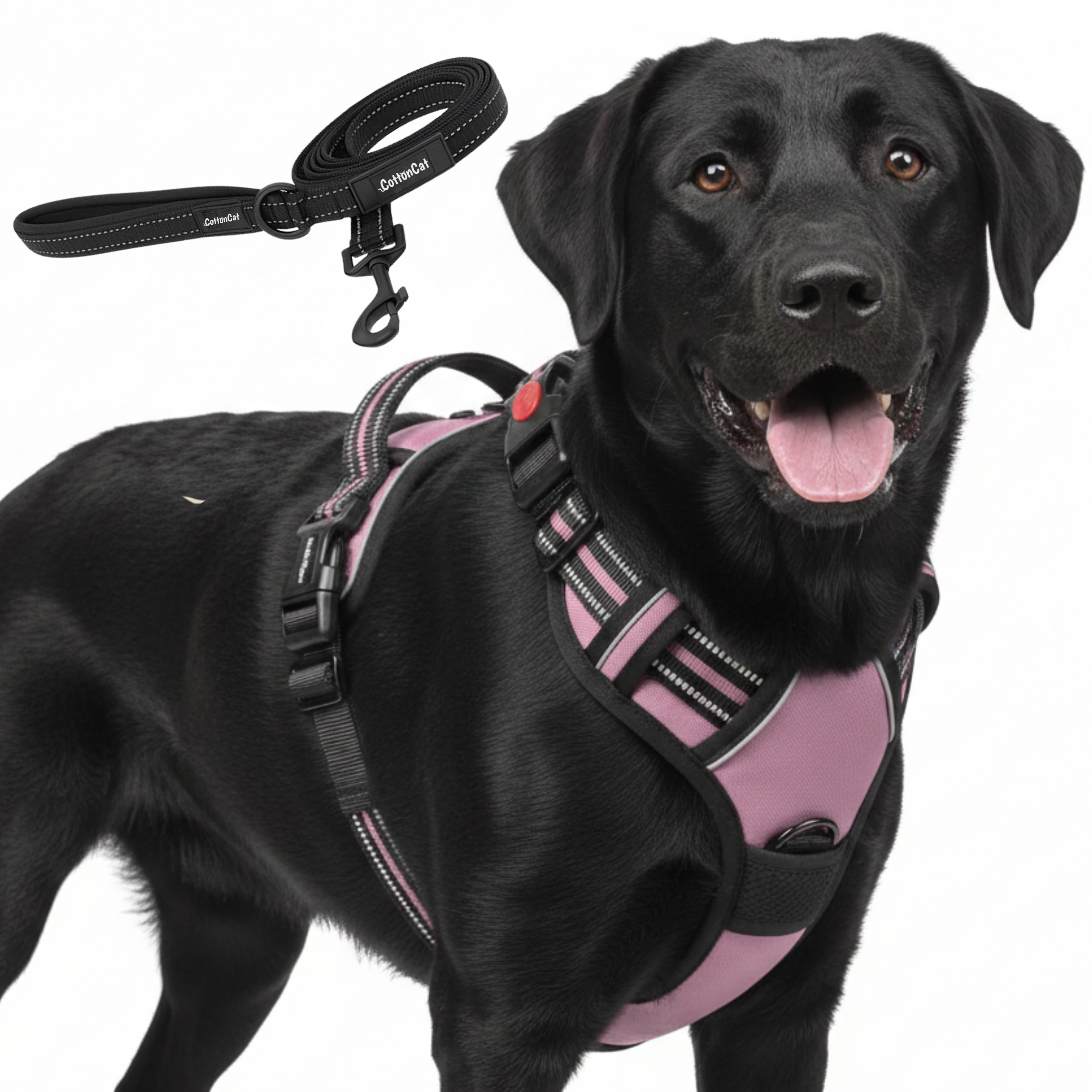 Dog Cat No Pull Harness With Reflective Leash Pink