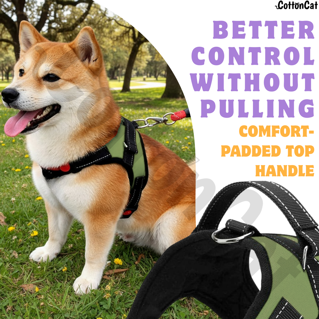 Cat Dog Reflective Harness Green