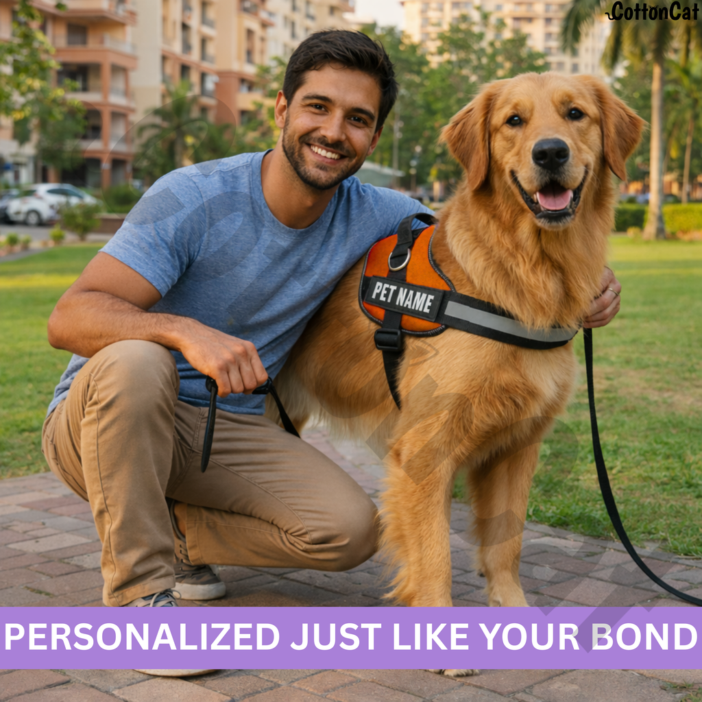 Personalized Dog Harness with Name & Phone Number Orange