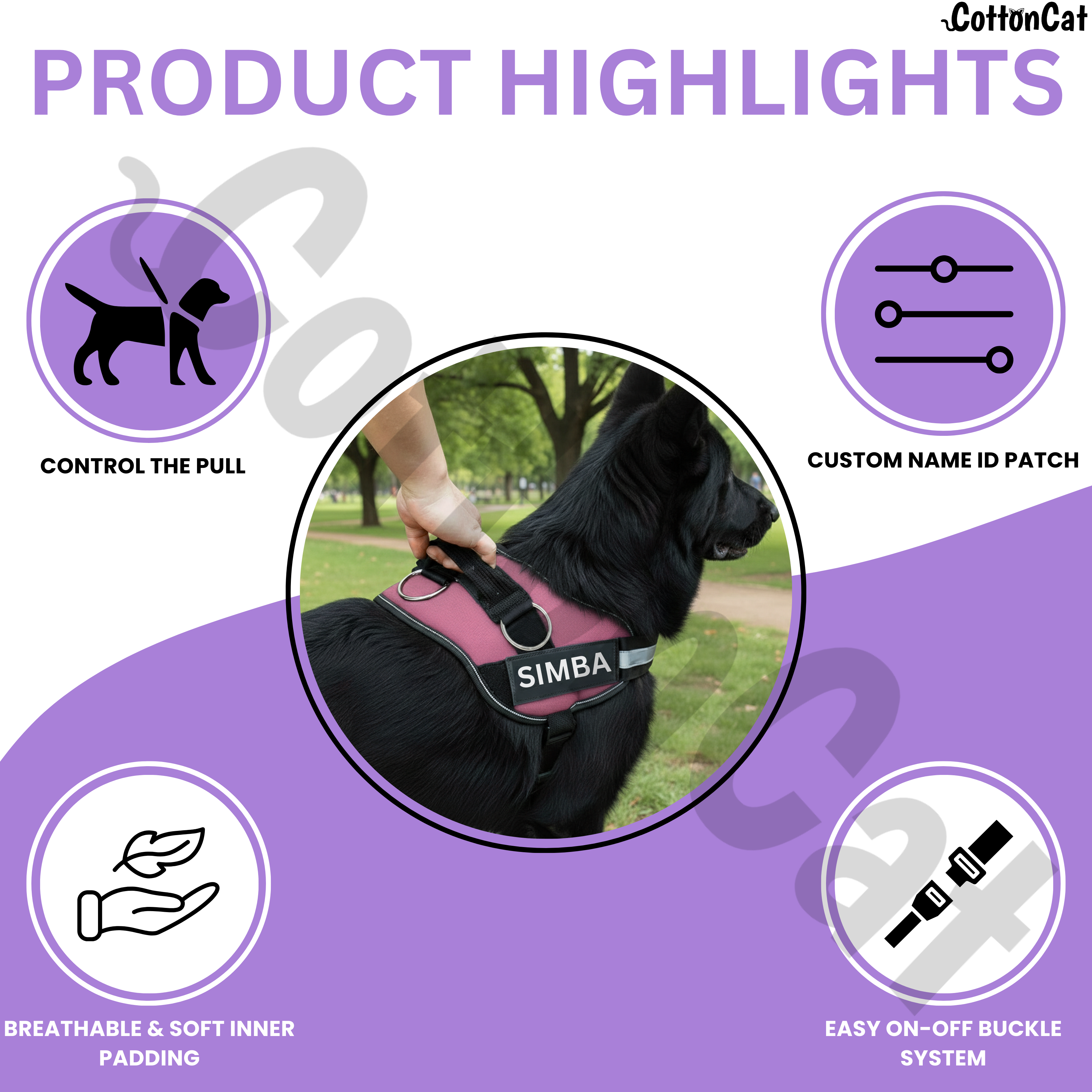 Personalized Dog Harness with Name & Phone Number Light Pink