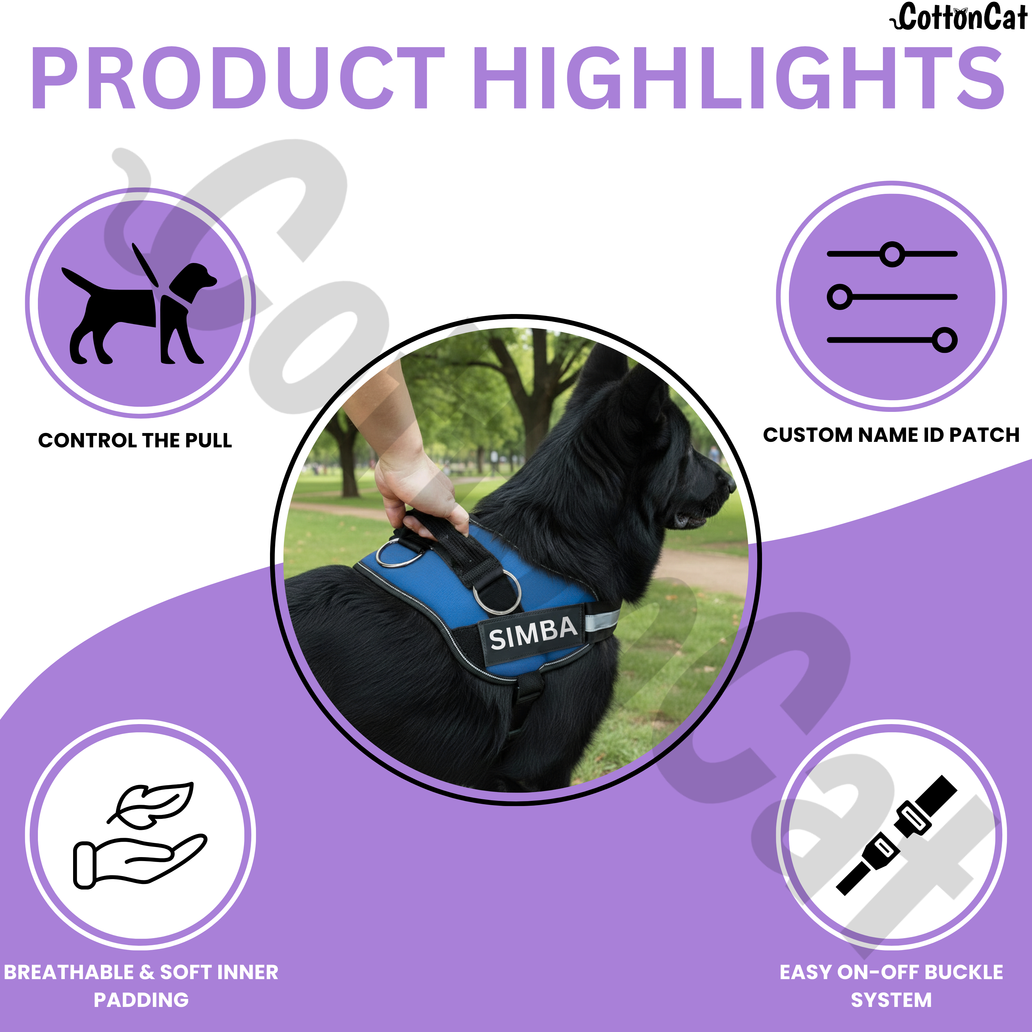 Personalized Dog Harness with Name & Phone Number Sky Blue