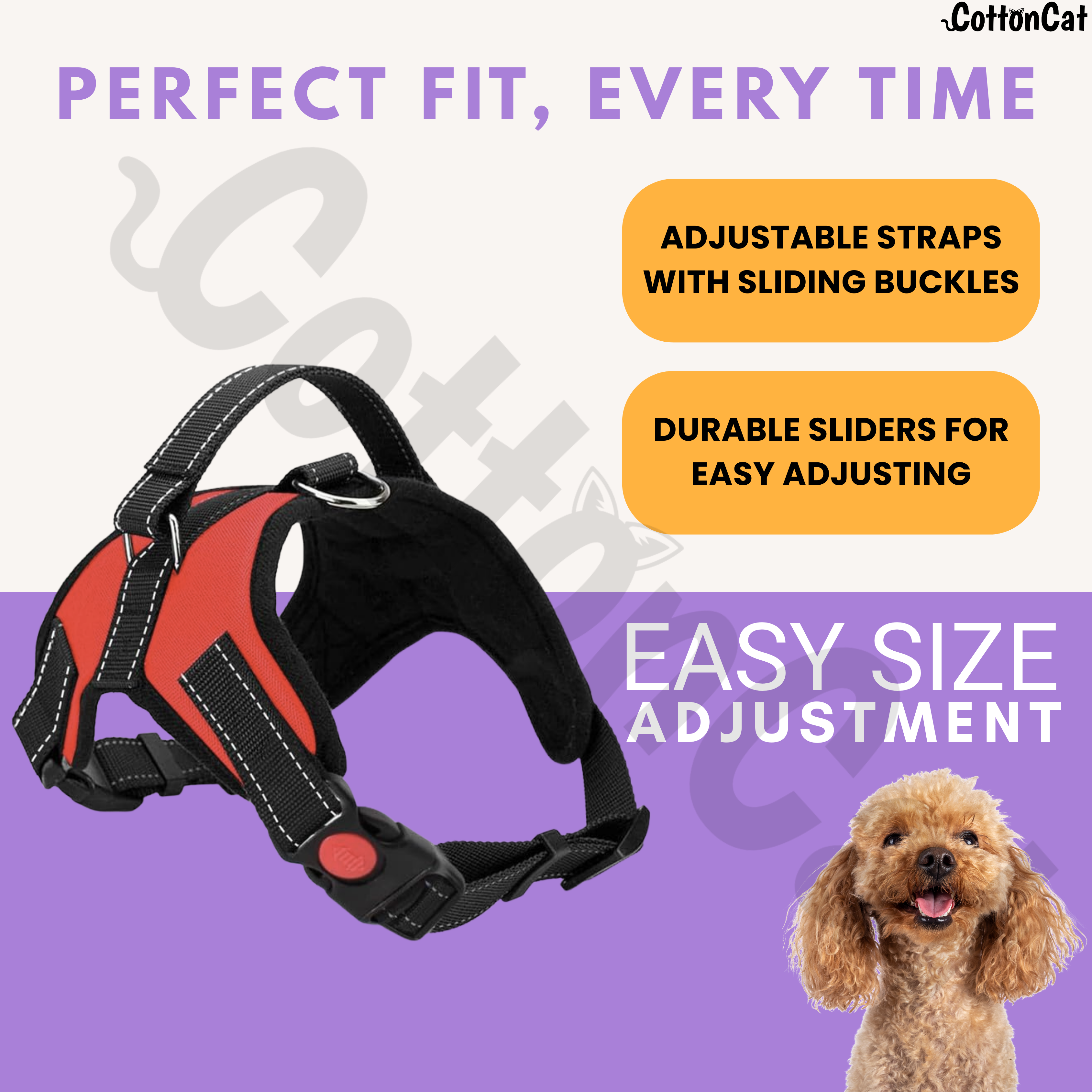 Cat Dog Reflective Harness Red