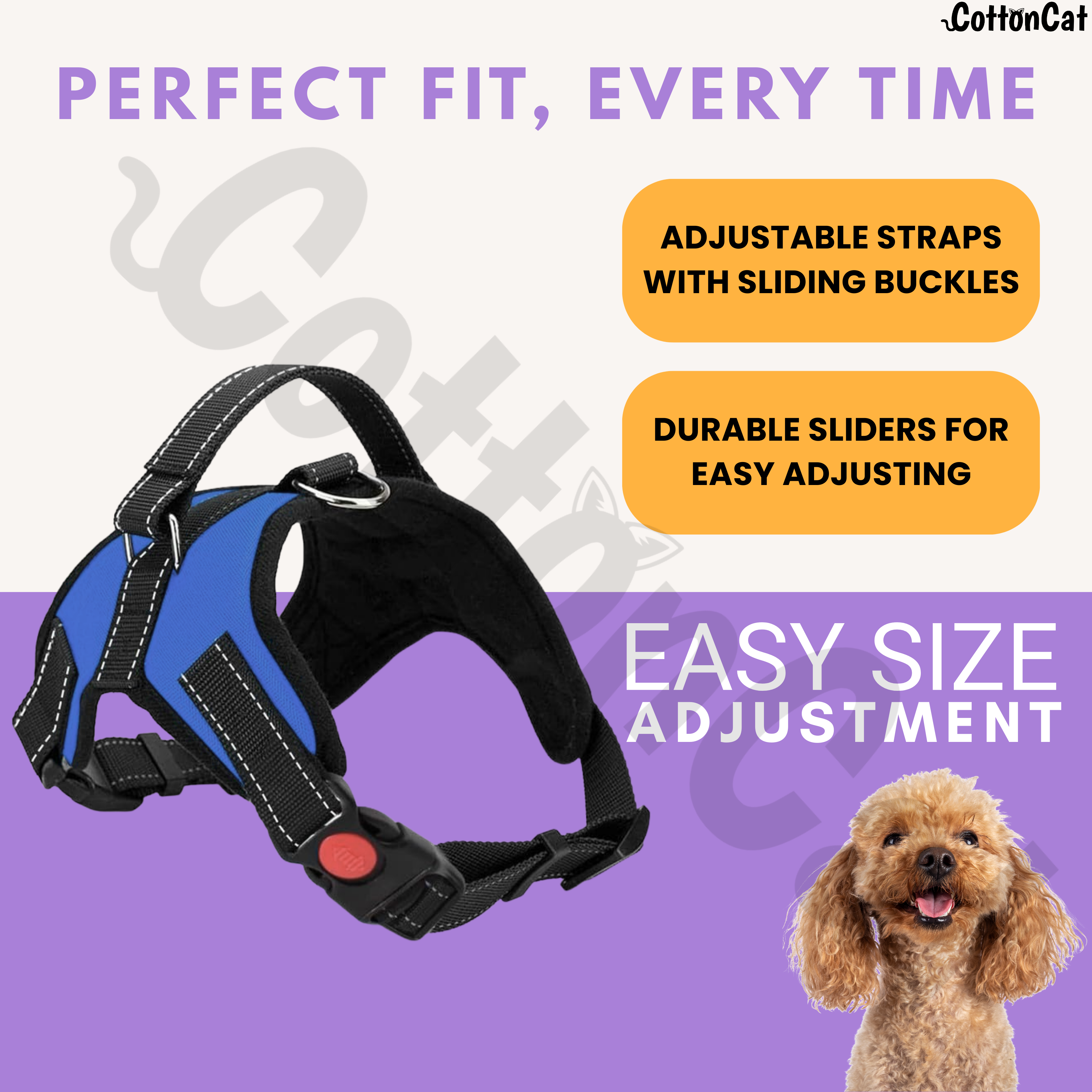 Cat Dog Reflective Harness Blue