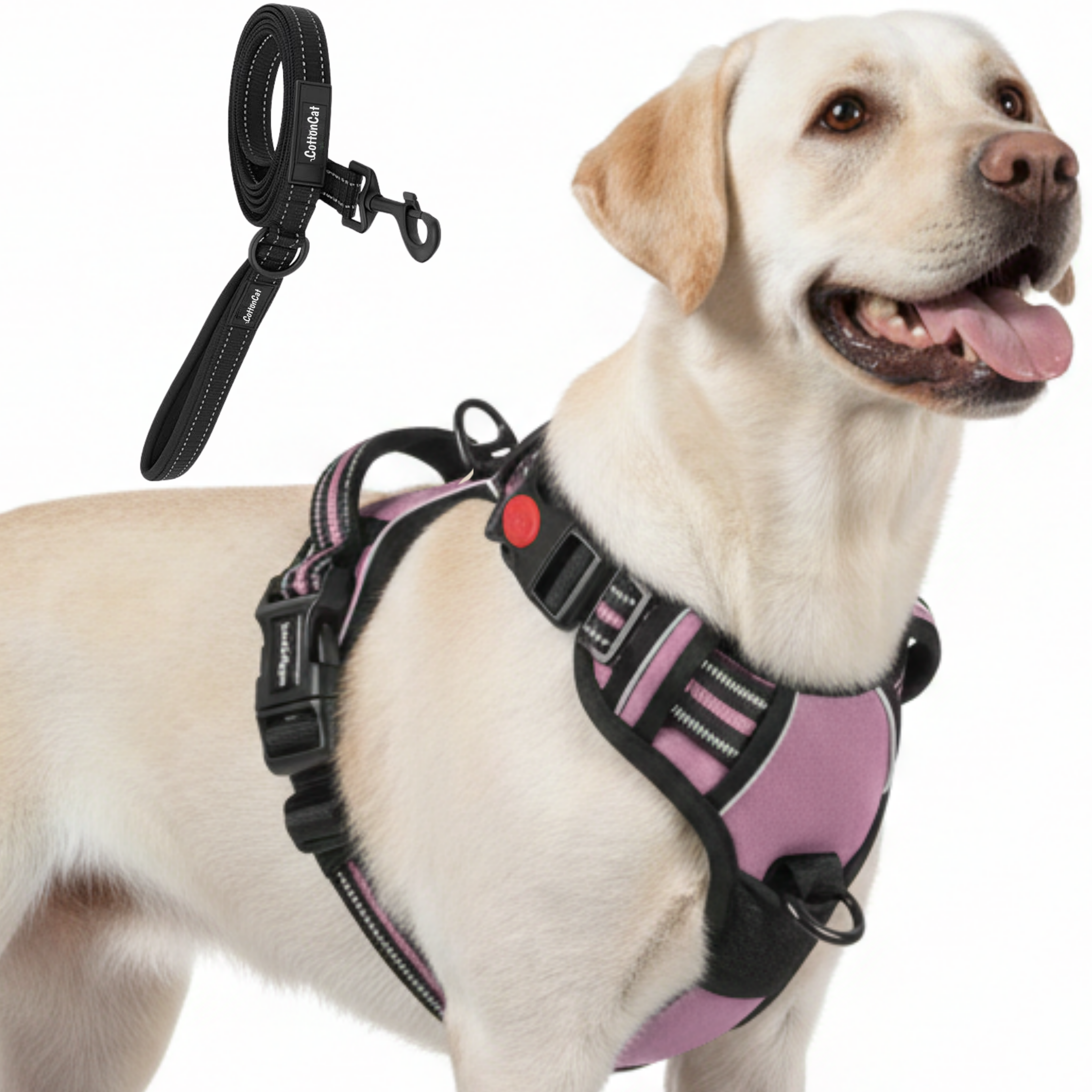 Dog Cat No Pull Harness With Reflective Leash Pink