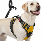 Dog Cat No Pull Harness With Reflective Leash Yellow