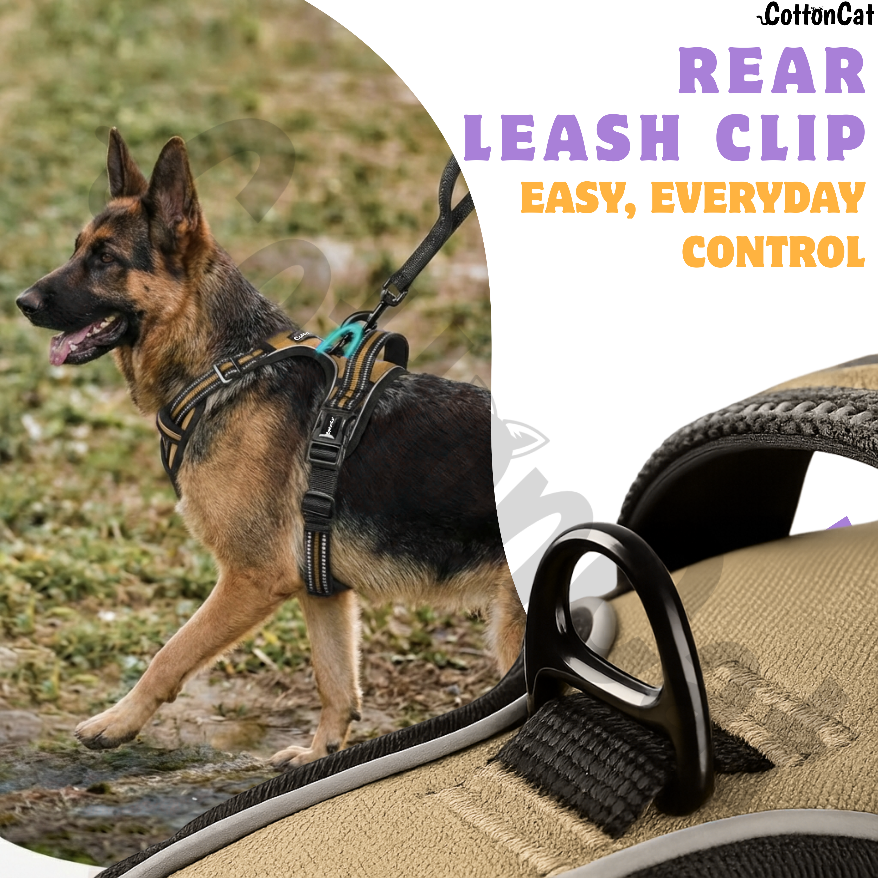 Dog Cat No Pull Harness With Reflective Leash Beige