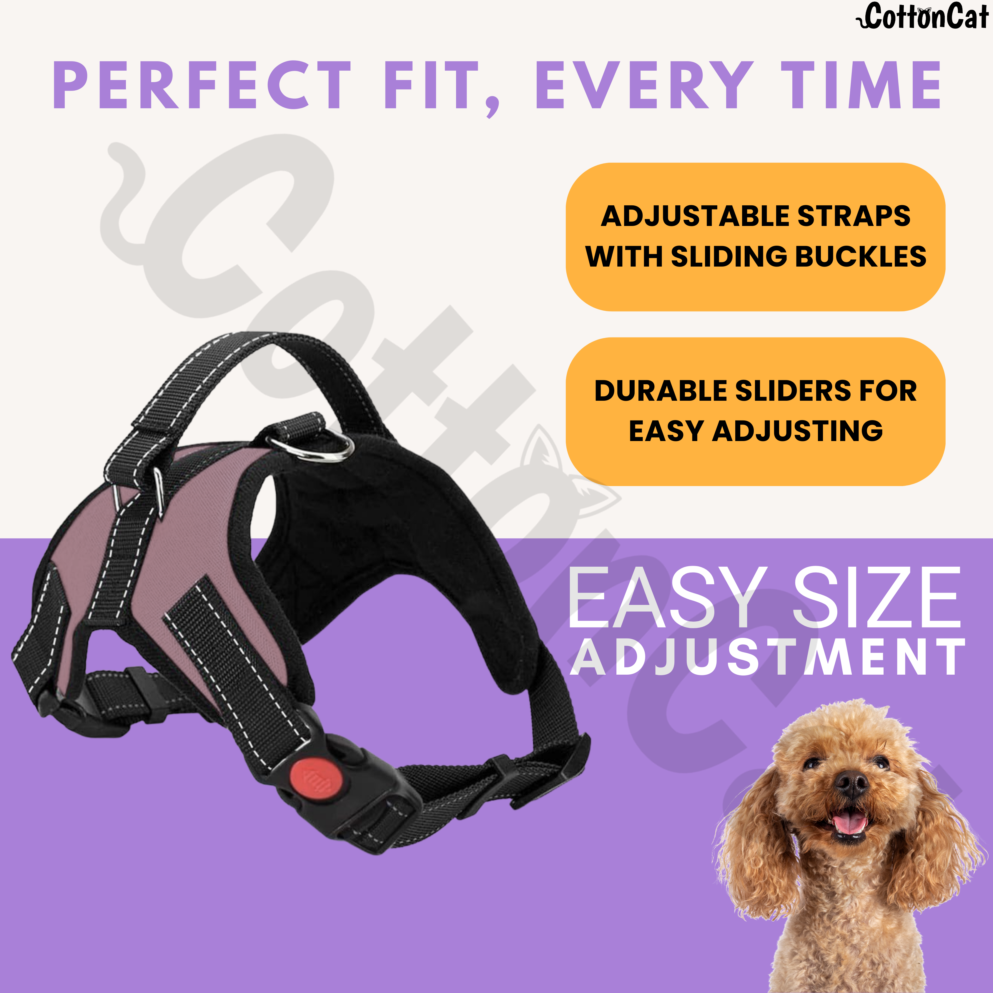 Cat Dog Reflective Harness Light Pink