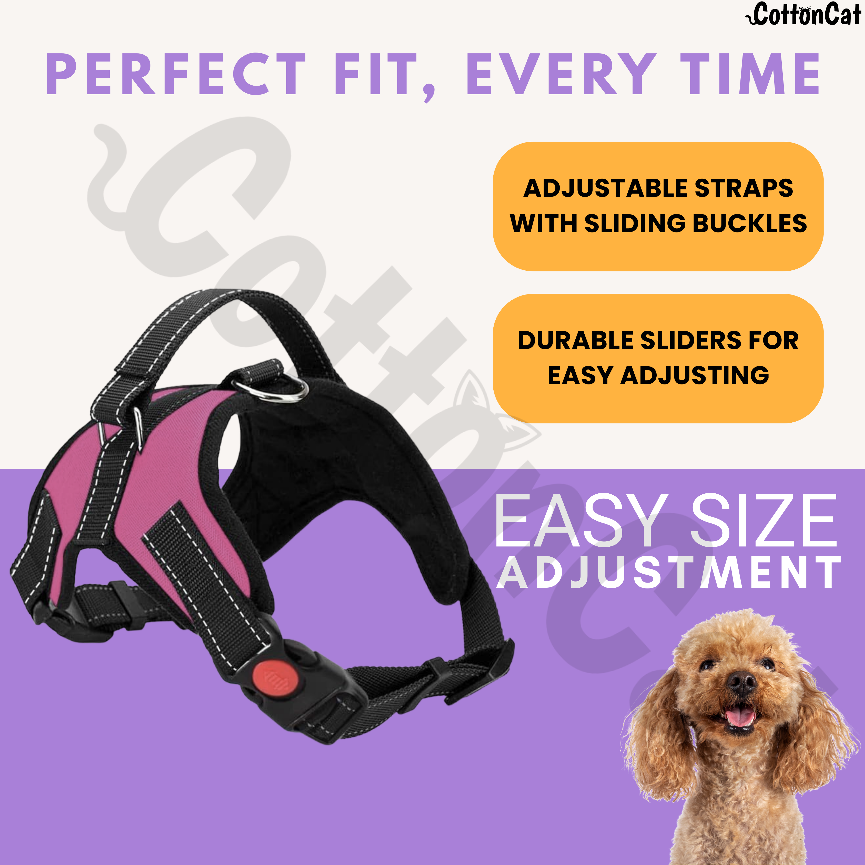 Cat Dog Reflective Harness Hot Pink