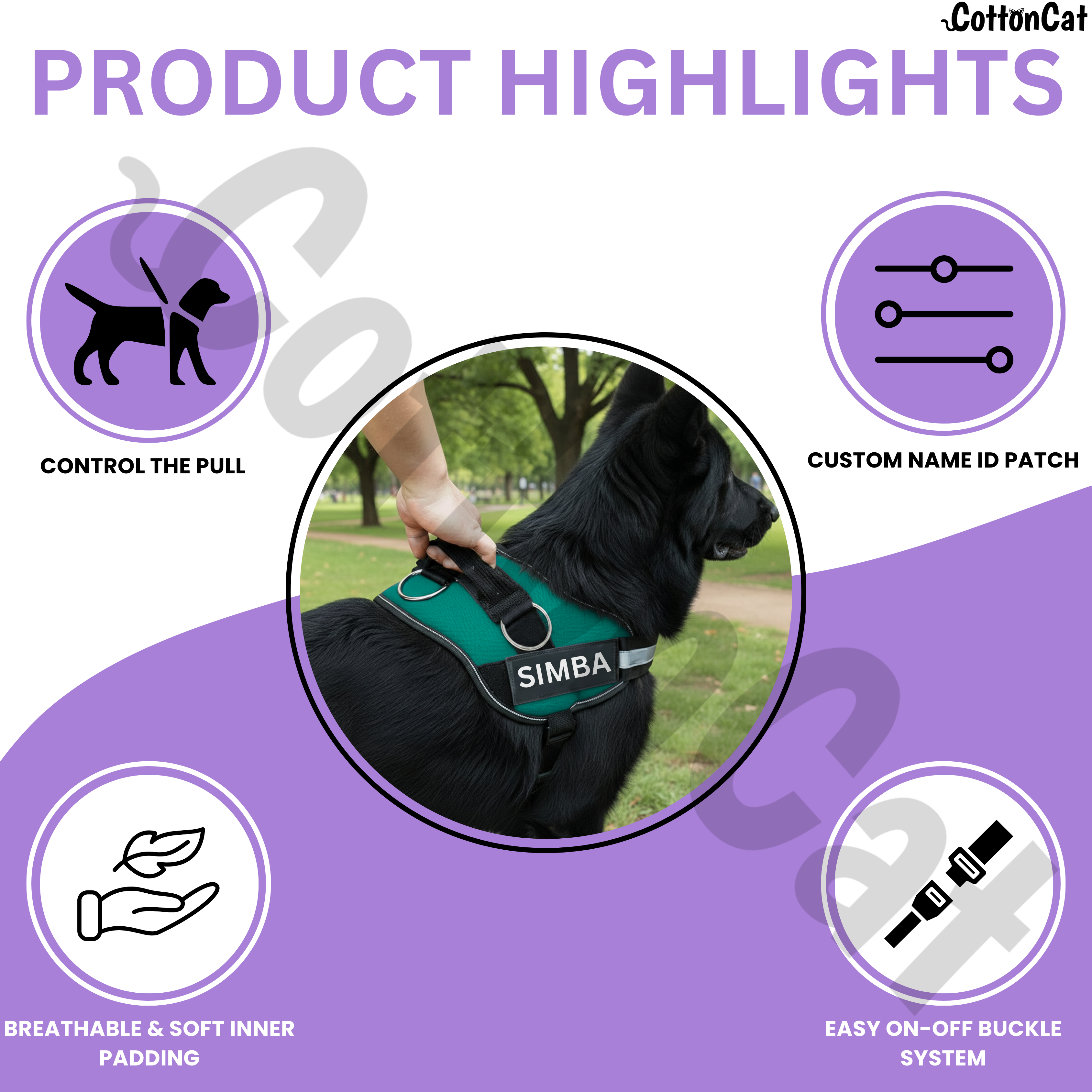 Personalized Dog Harness with Name & Phone Number Teal