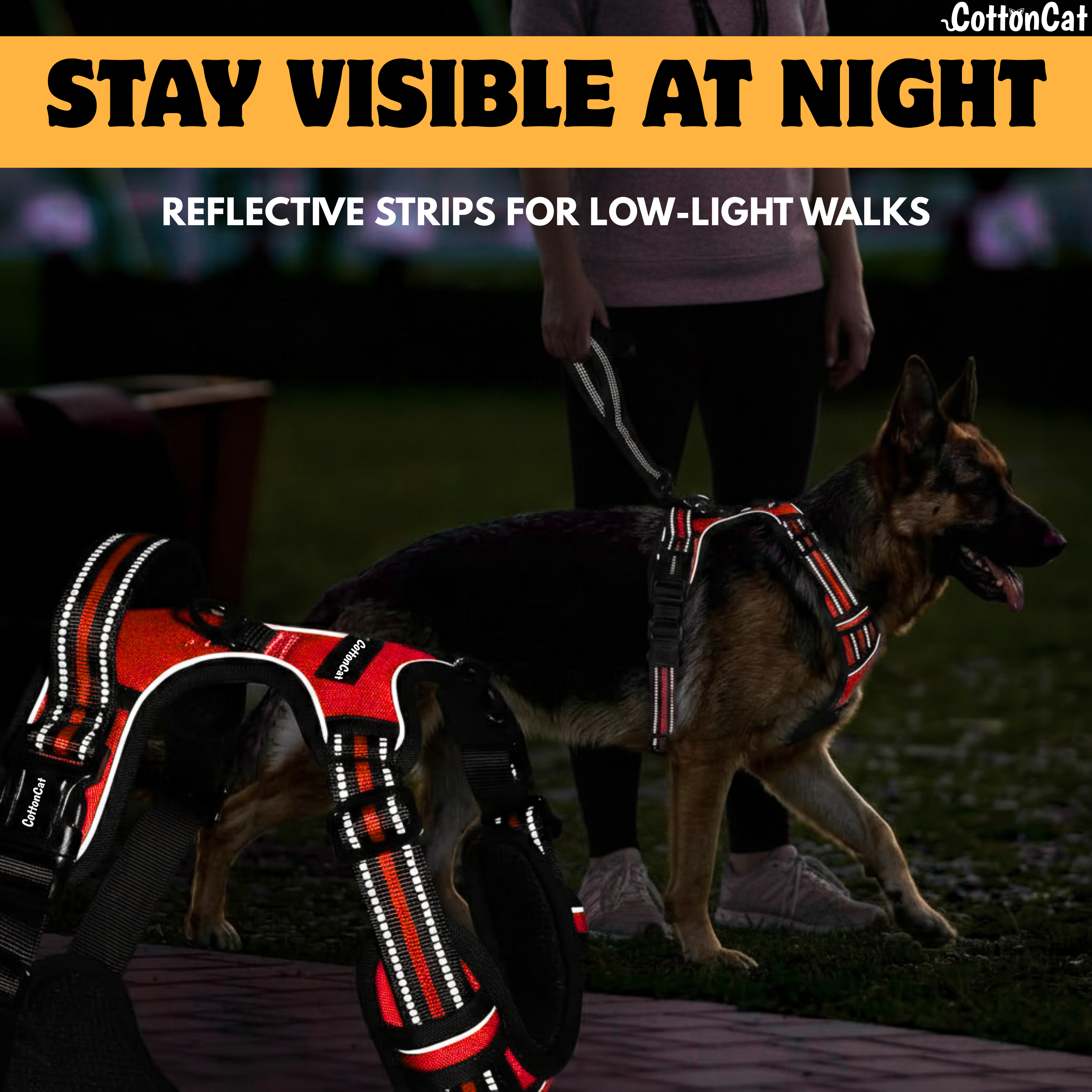 Dog Cat No Pull Harness With Reflective Leash Red