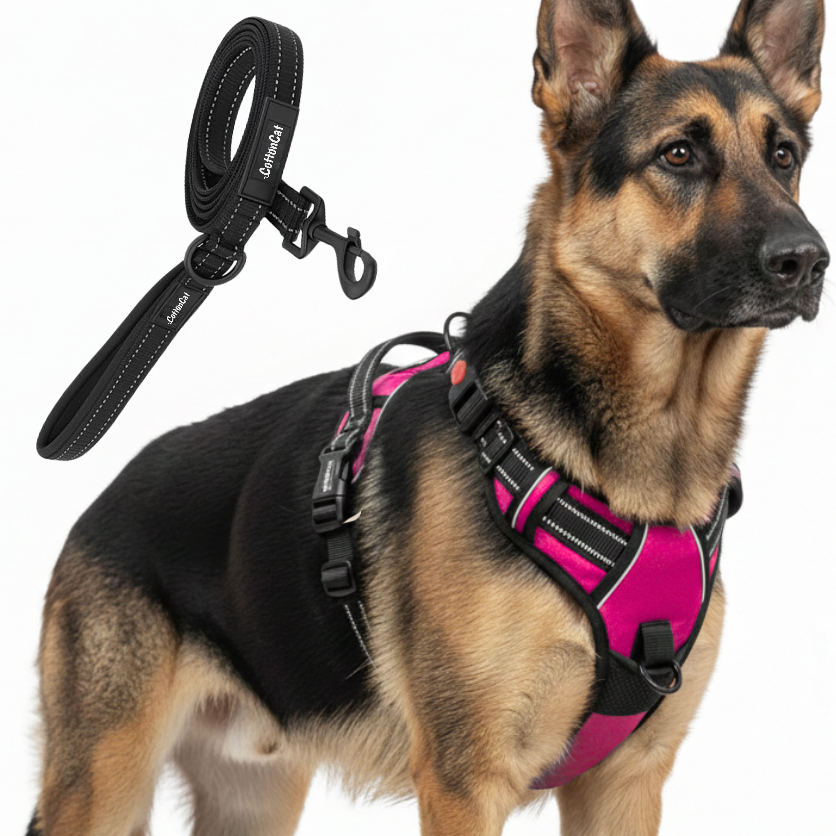 Dog Cat No Pull Harness With Reflective Leash Hot Pink