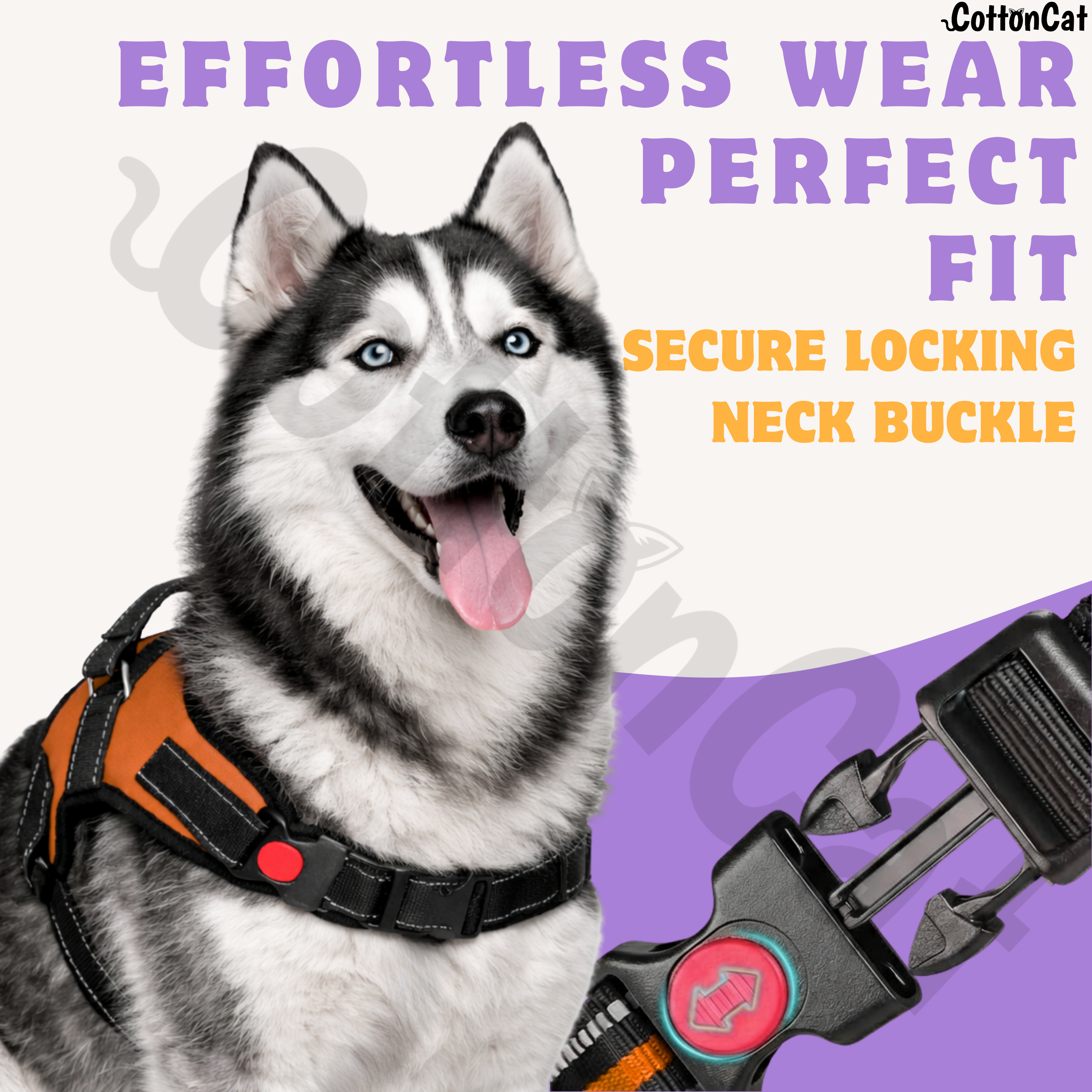 Cat Dog Reflective Harness Orange