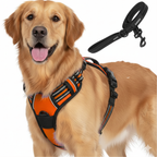 Dog Cat No Pull Harness With Reflective Leash Orange
