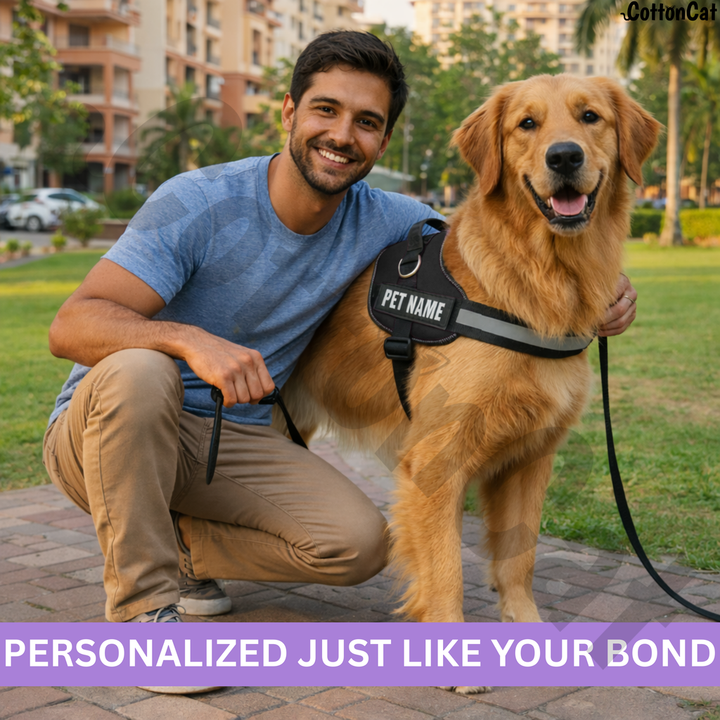 Personalized Dog Harness with Name & Phone Number Black