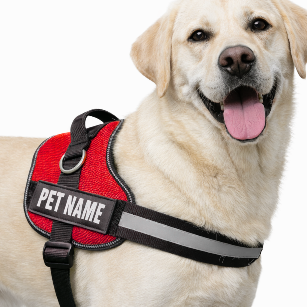 Personalized Dog Harness with Name & Phone Number Red