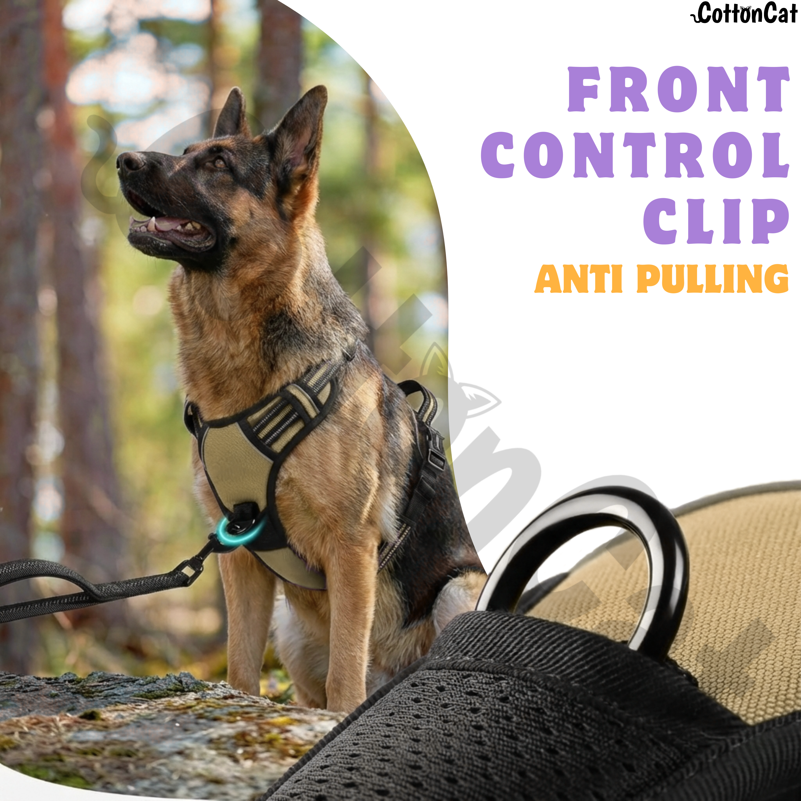 Dog Cat No Pull Harness With Reflective Leash Beige