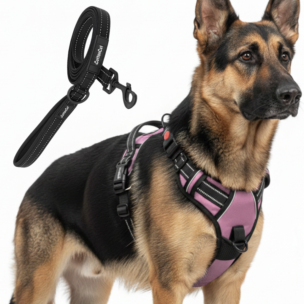 Dog Cat No Pull Harness With Reflective Leash Pink